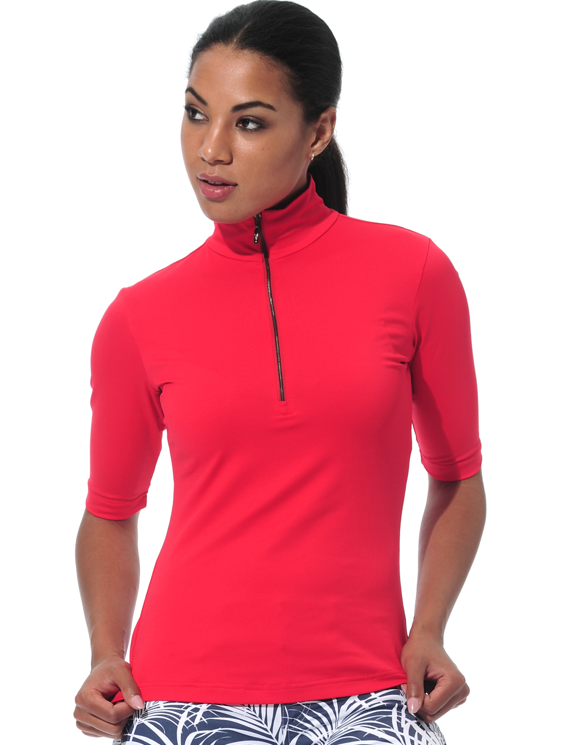 Meryl zip polo shirt red 