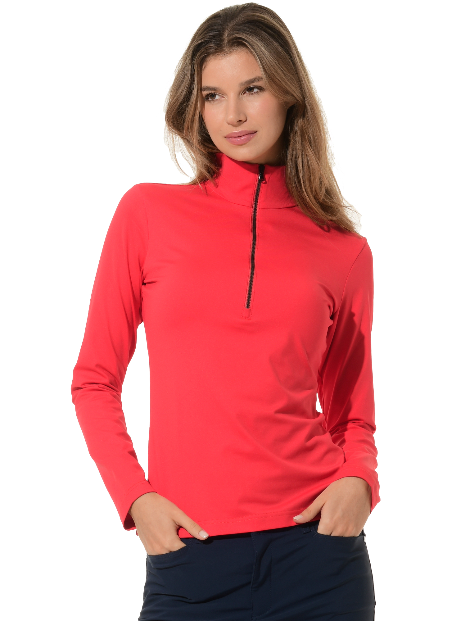 Jersey Zip Longsleeve red