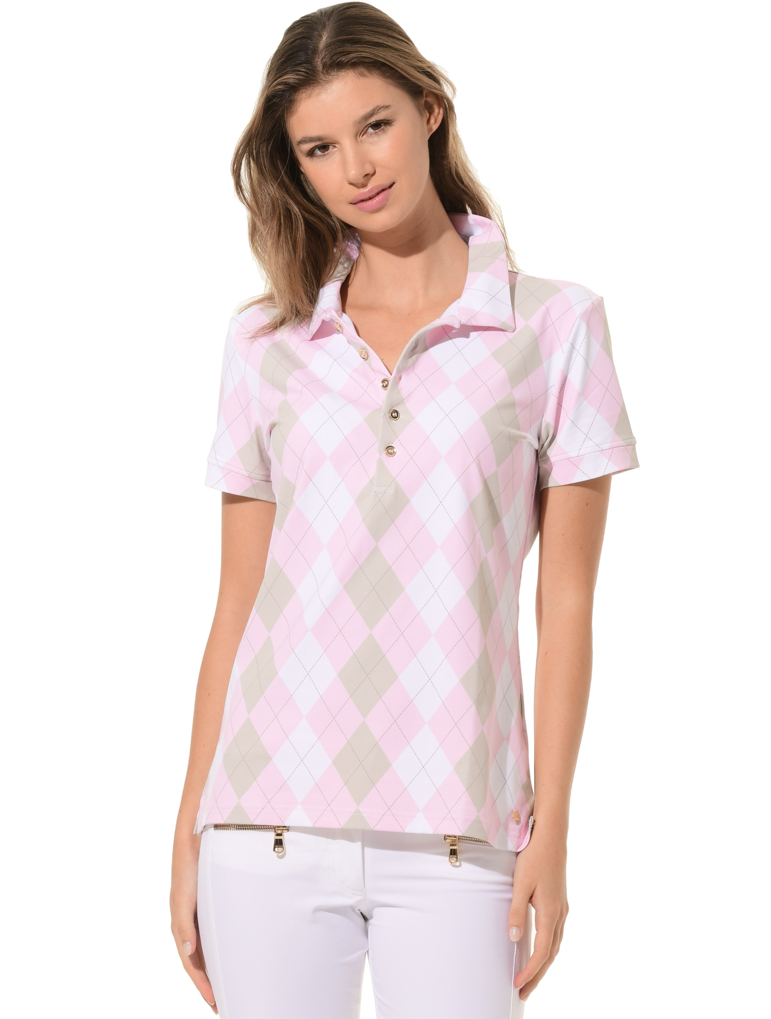 Argyle Print Golf Poloshirt macaron