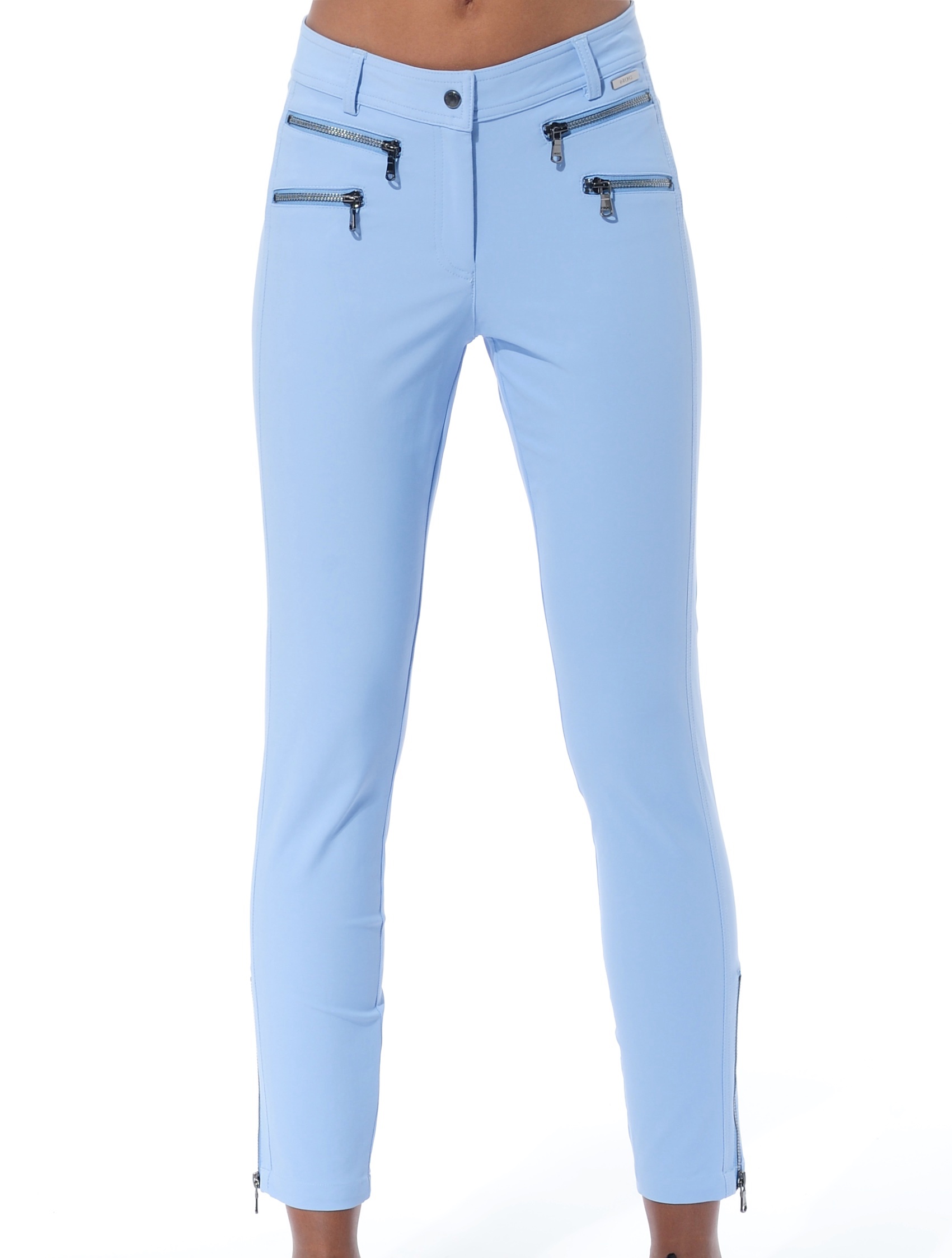 4way Stretch Double Zip Ankle Pants baby blue