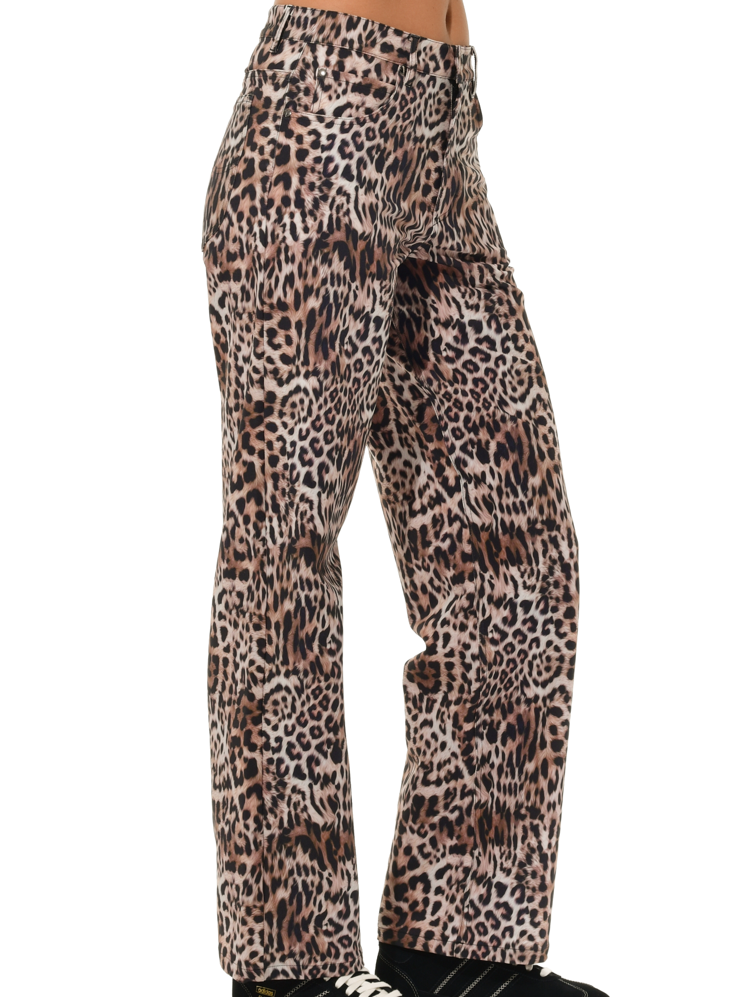Fur print wide leg pants