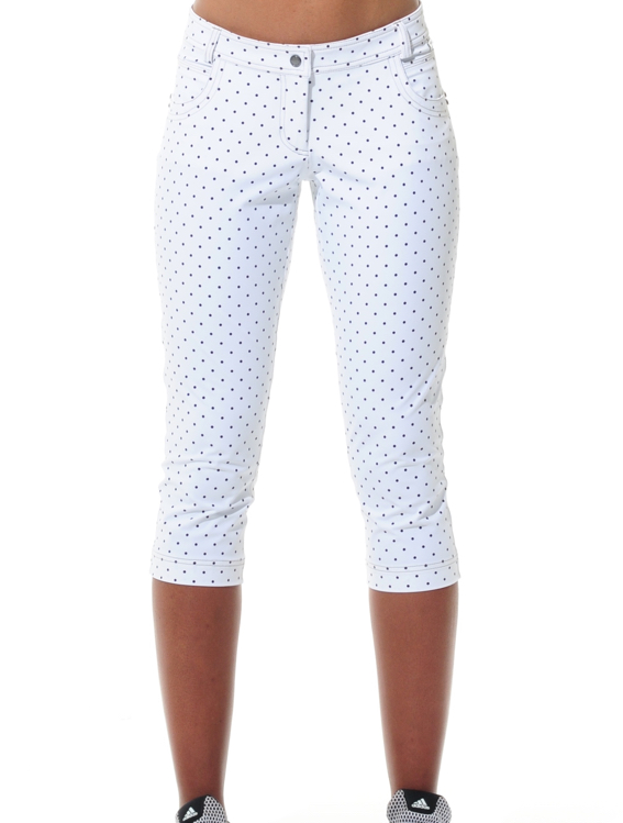 4way stretch print capri pants white/black 