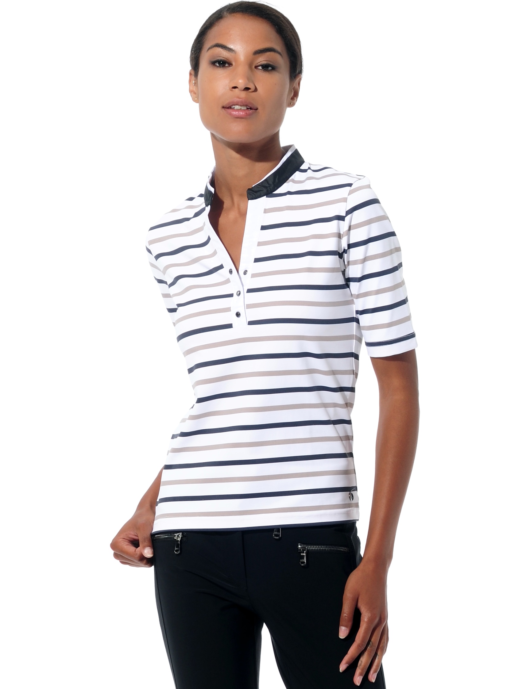 St. Tropez Print Polo taupe/black