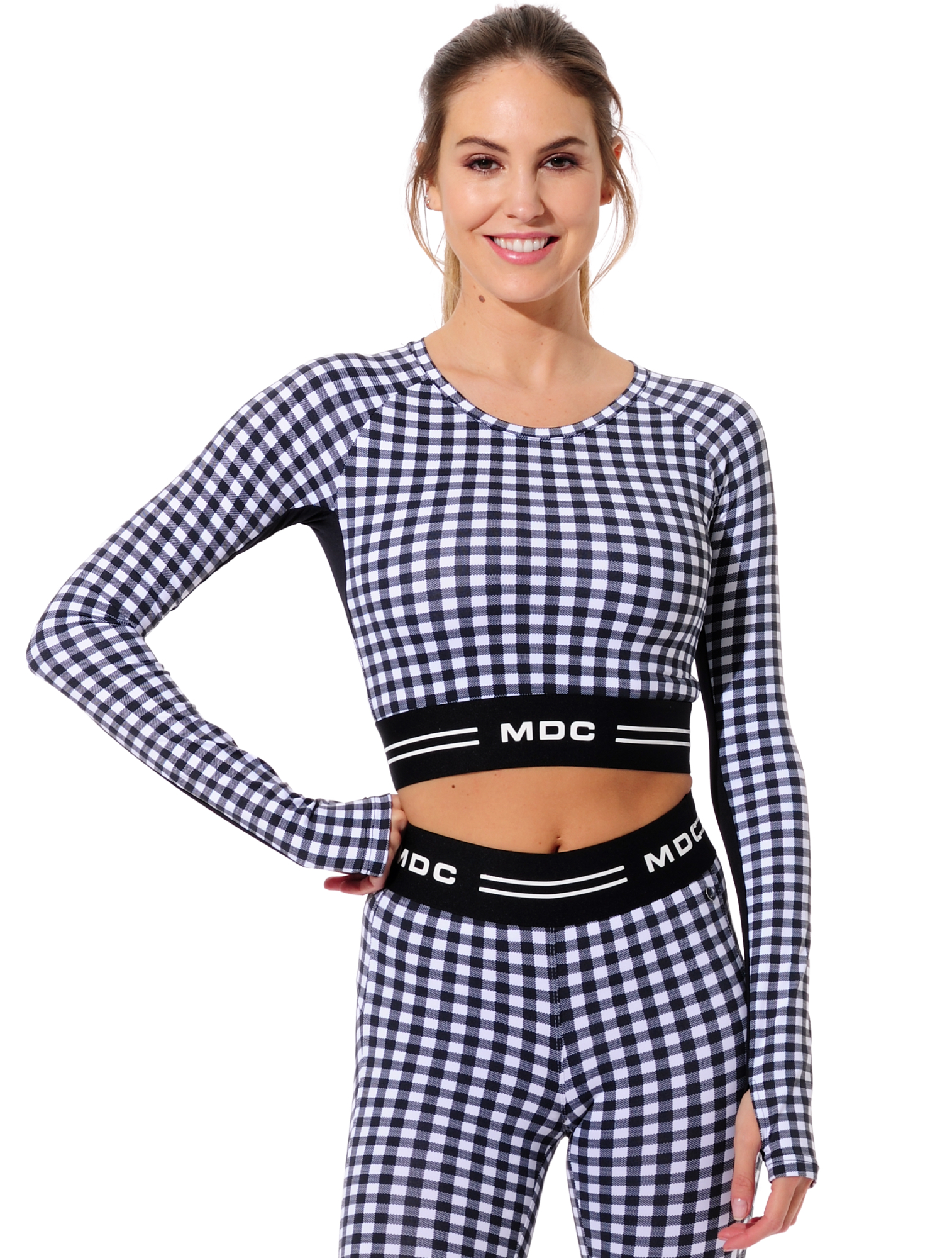 Squares Print Crop Top black/white