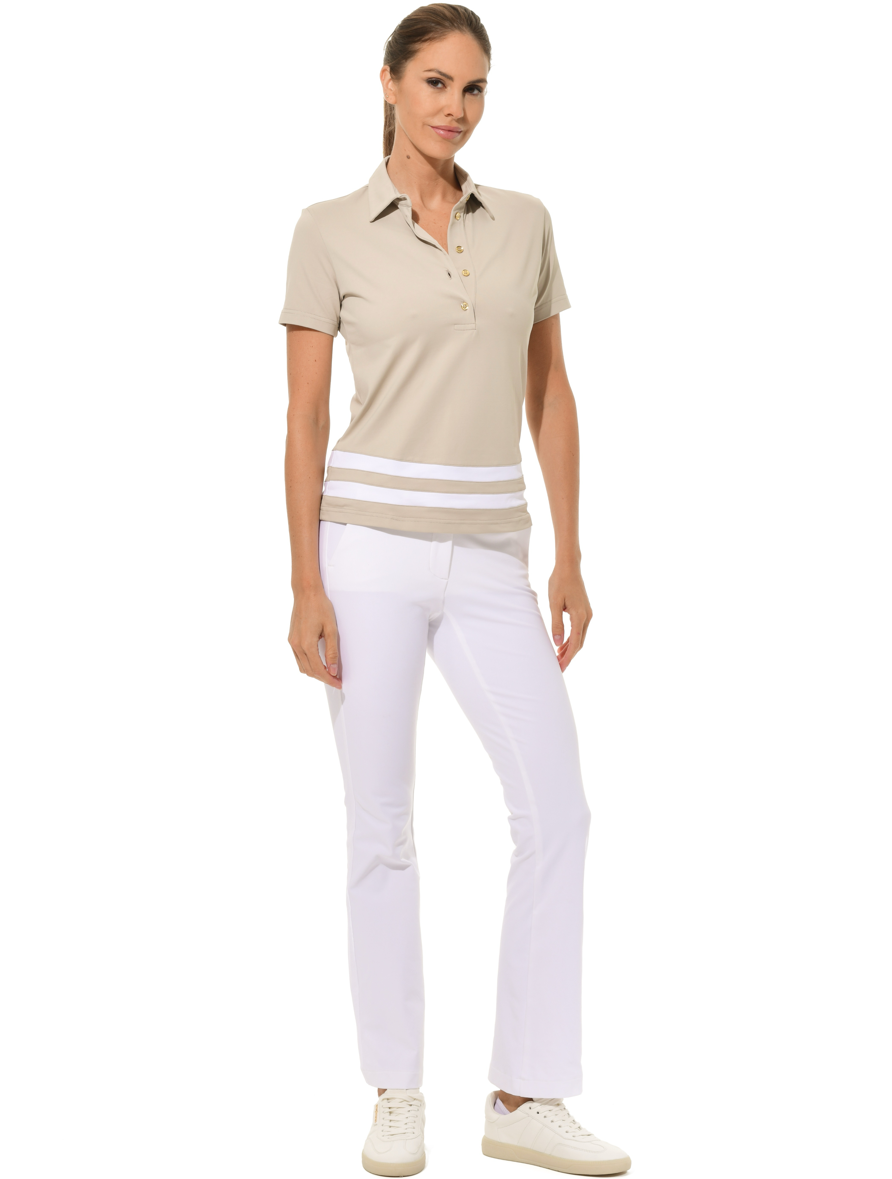 Jersey golf polo shirt light taupe/white