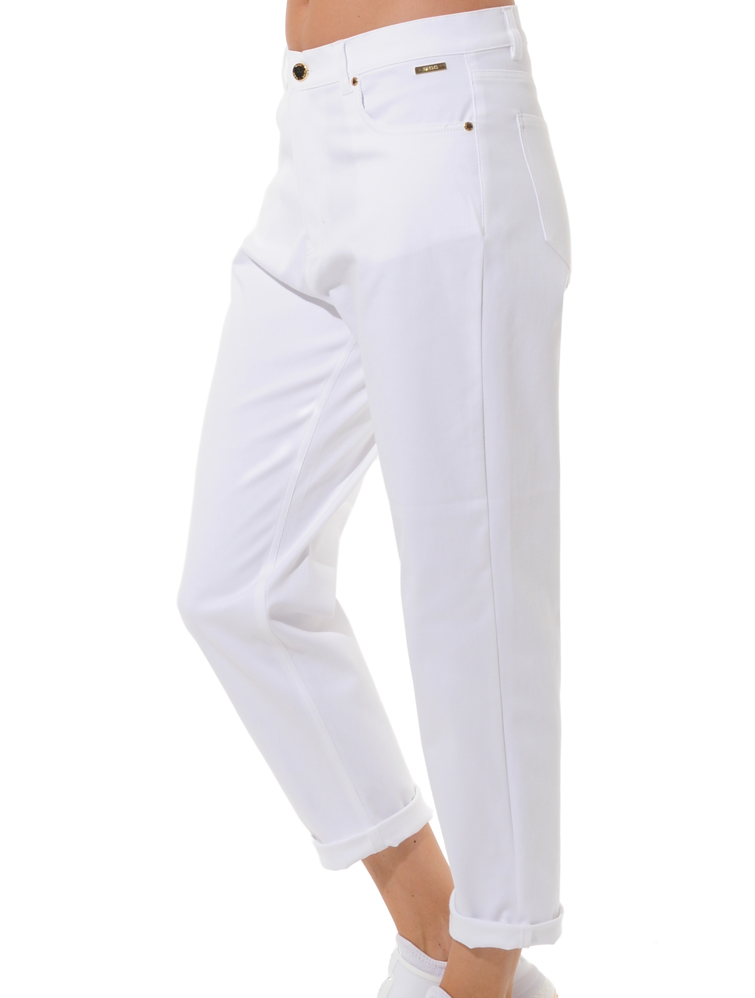 Denim stretch tapered fit pants white