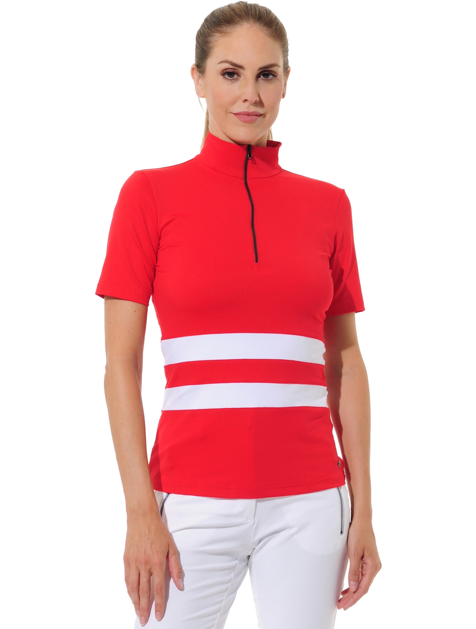 Jersey Zip Golf Poloshirt red