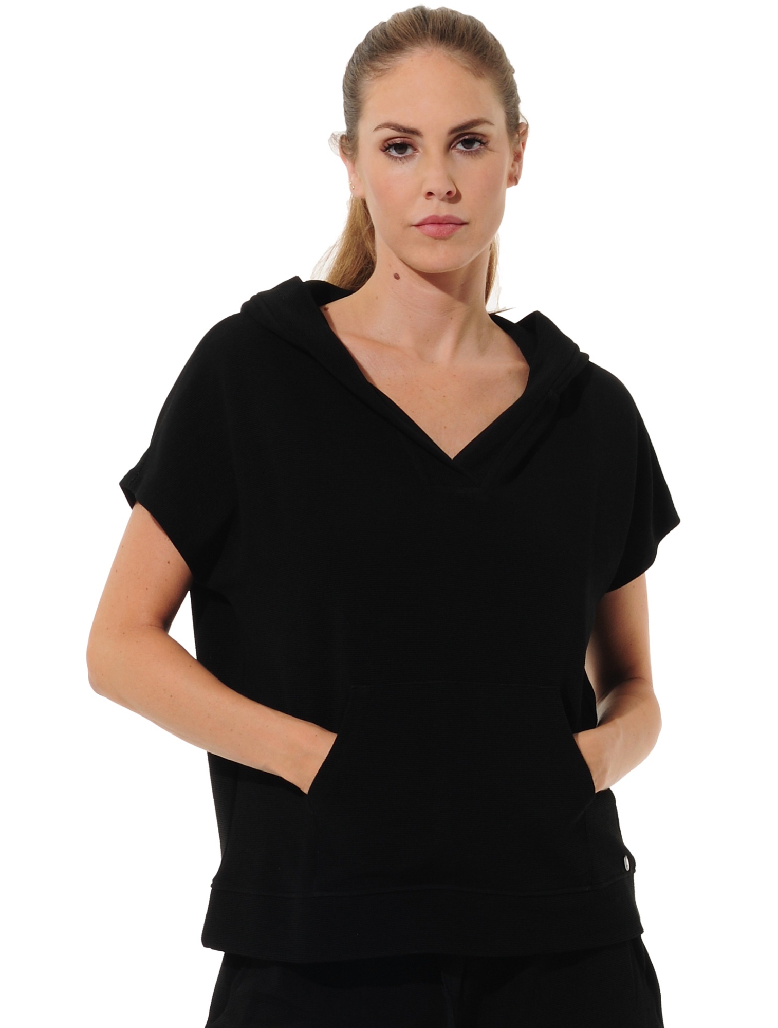 Frottee Warm Up Shirt black