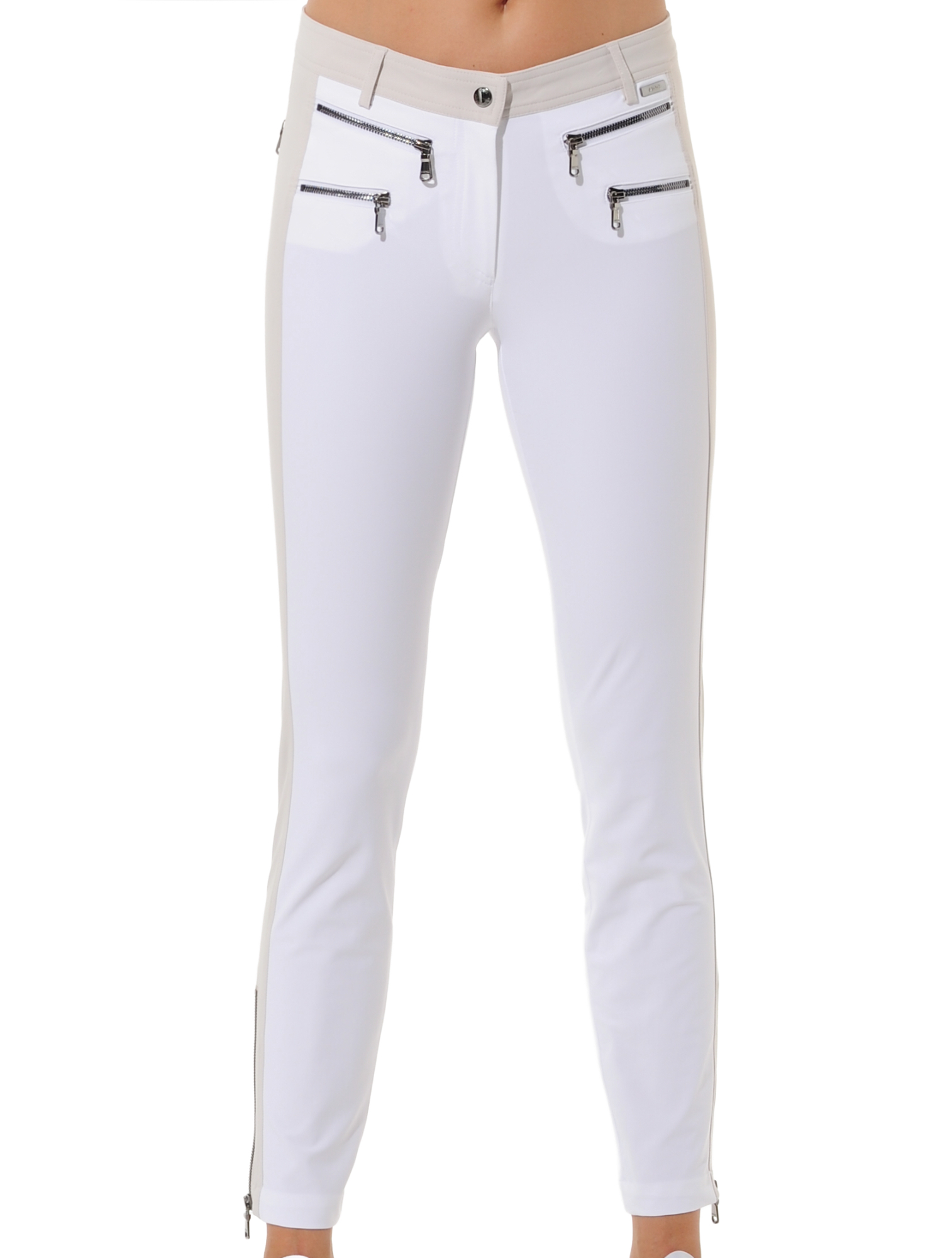 4way Stretch Double Zip Ankle Pants white/linen