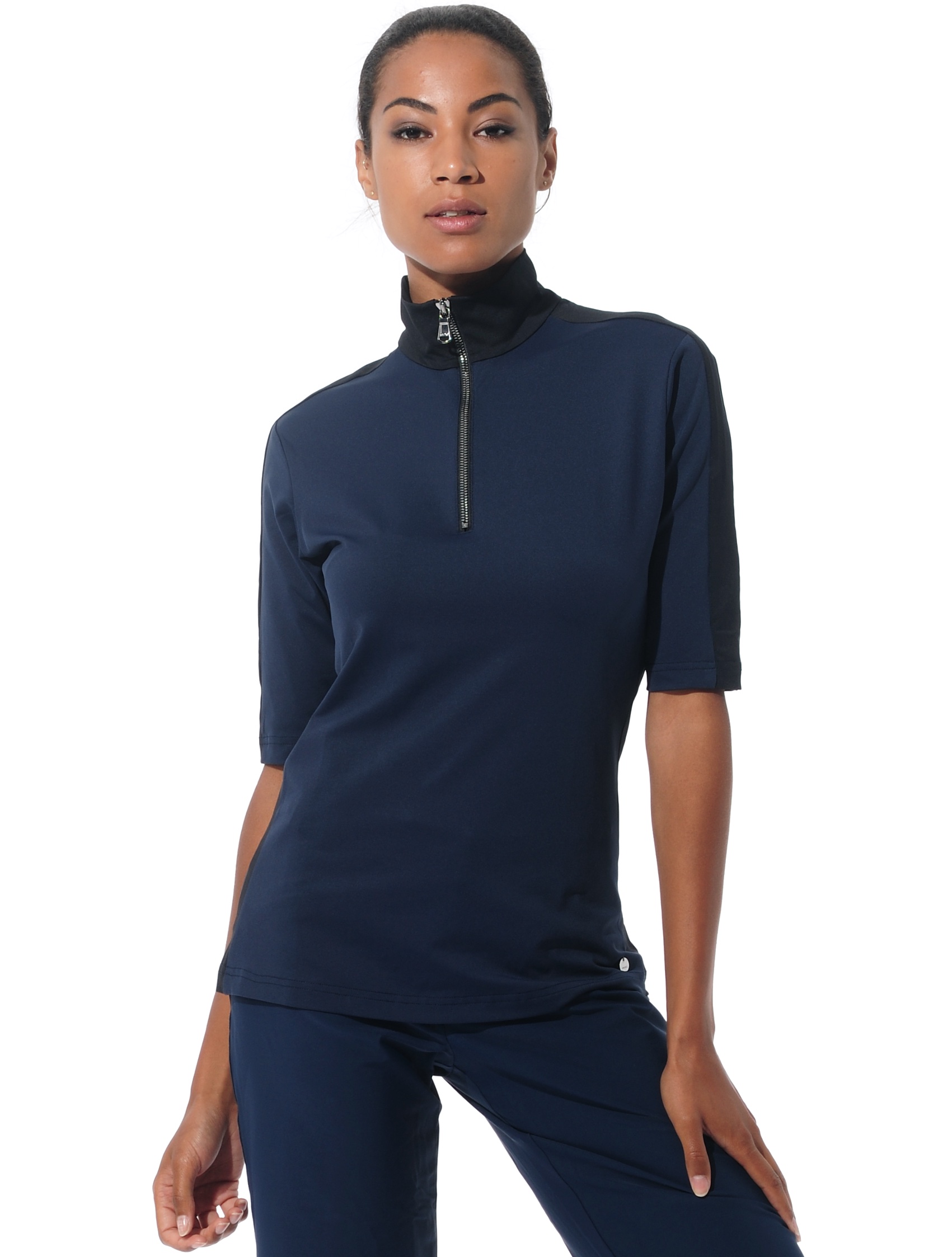 Meryl zip polo shirt navy/black 