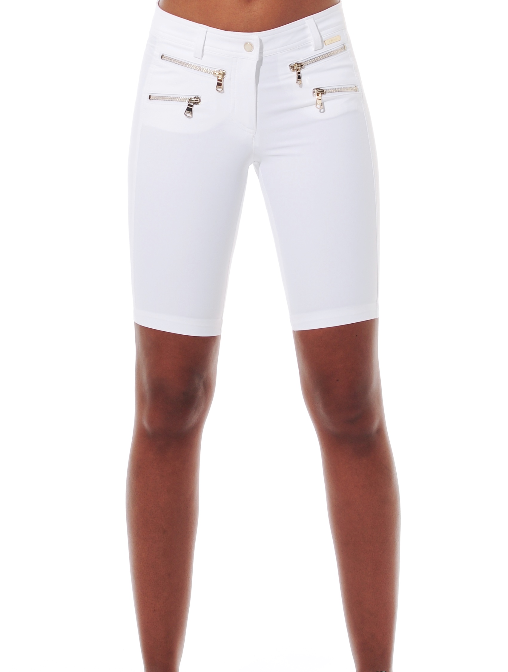 4way stretch double zip shorts white 