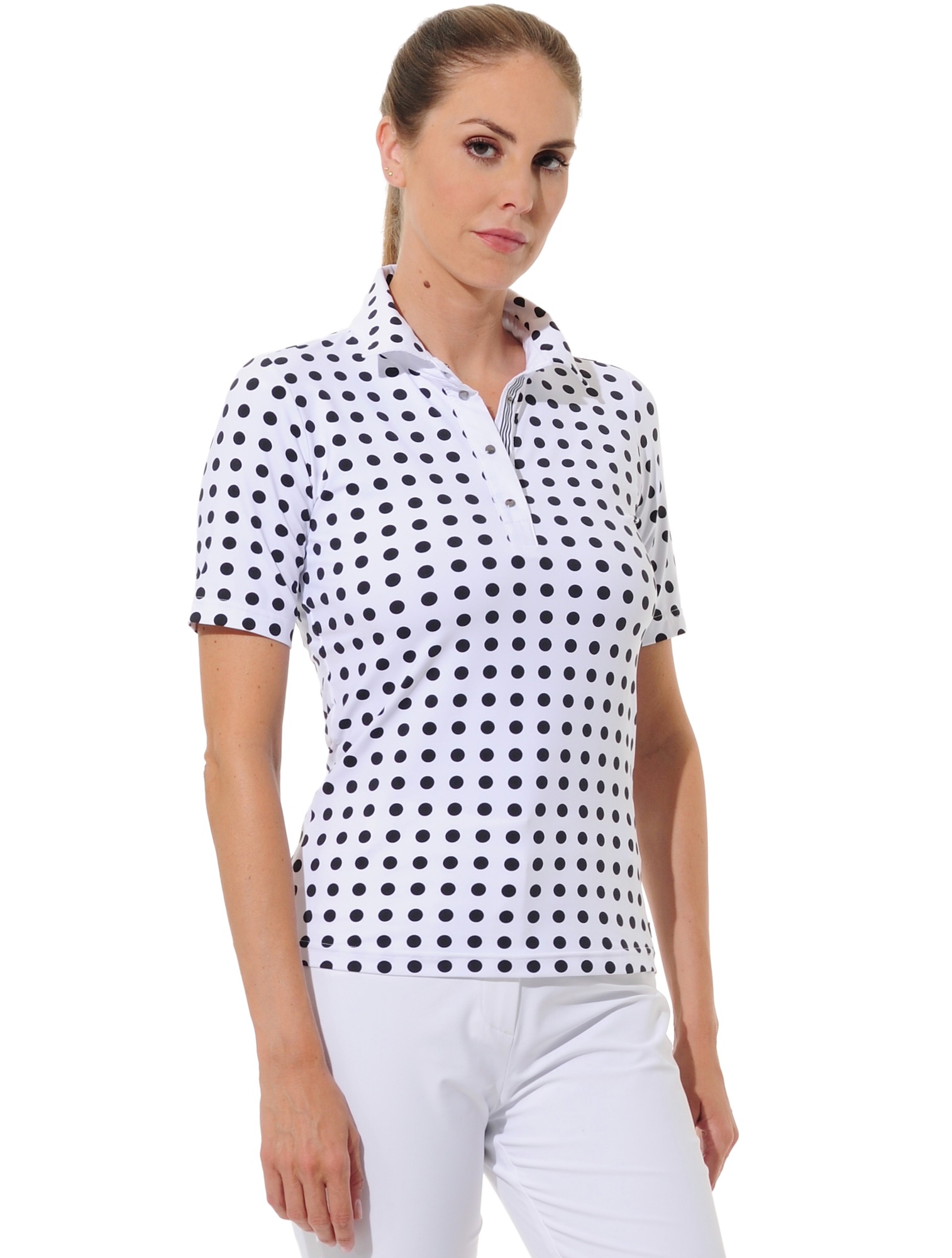 Dots print golf polo shirt black/white 