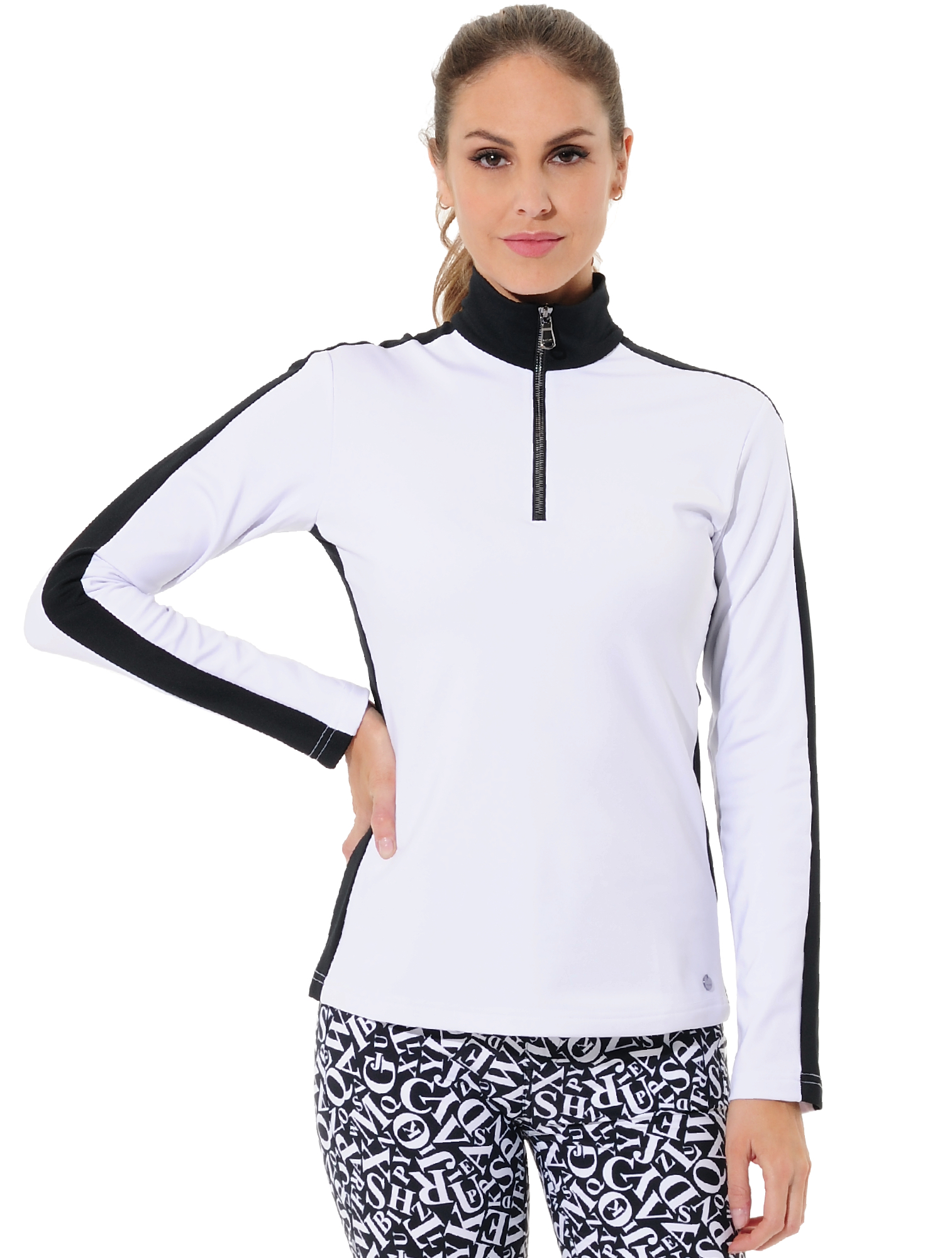 Softex zip longsleeve white/black 