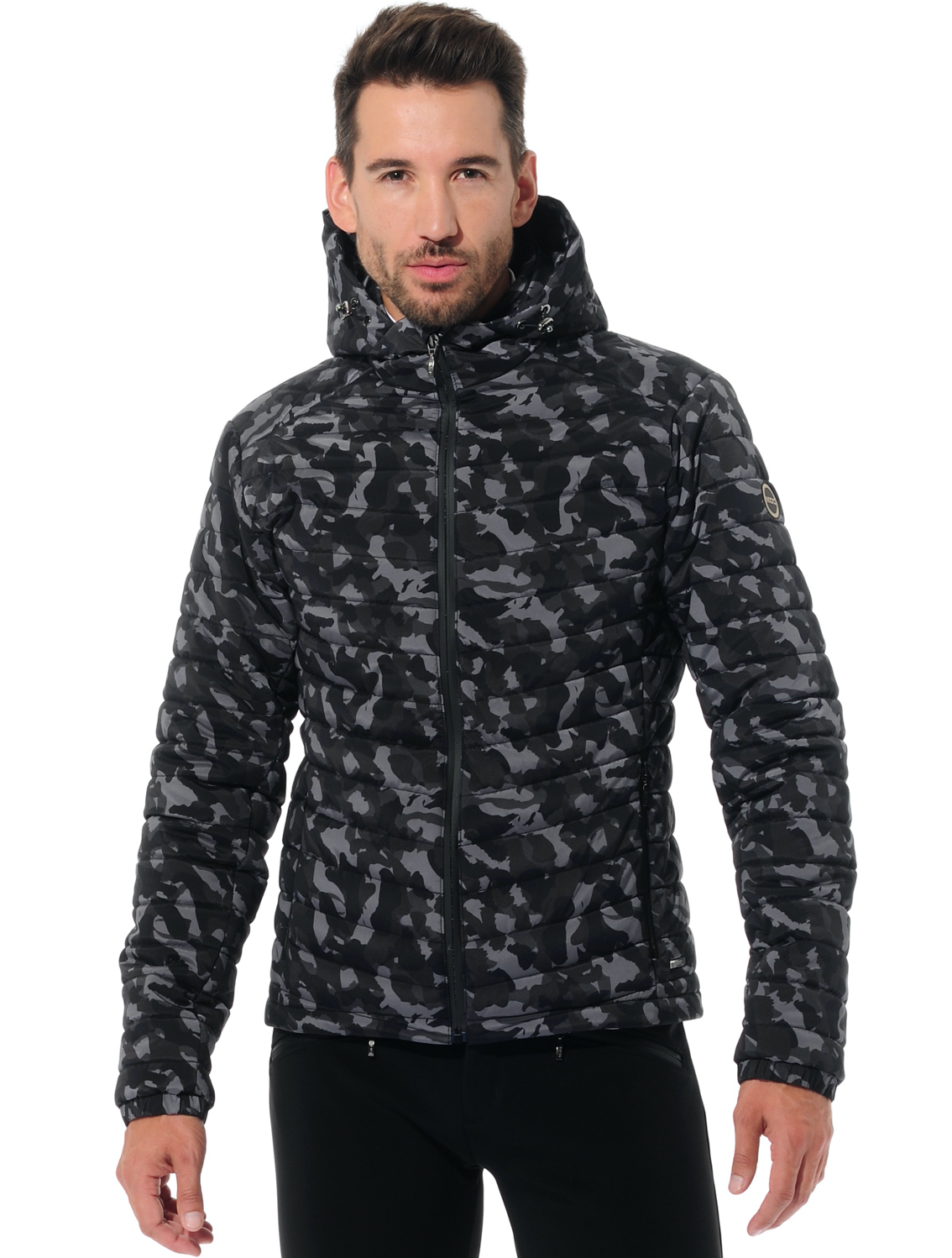 stretch ski jacket camouflage black 