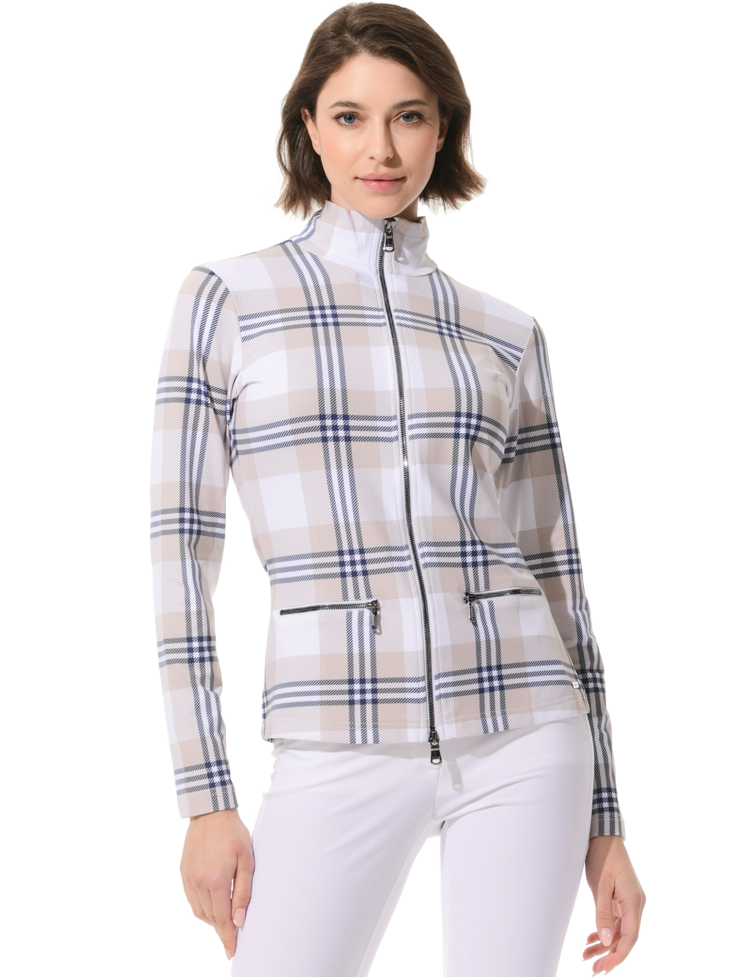 Check print full zip midlayer