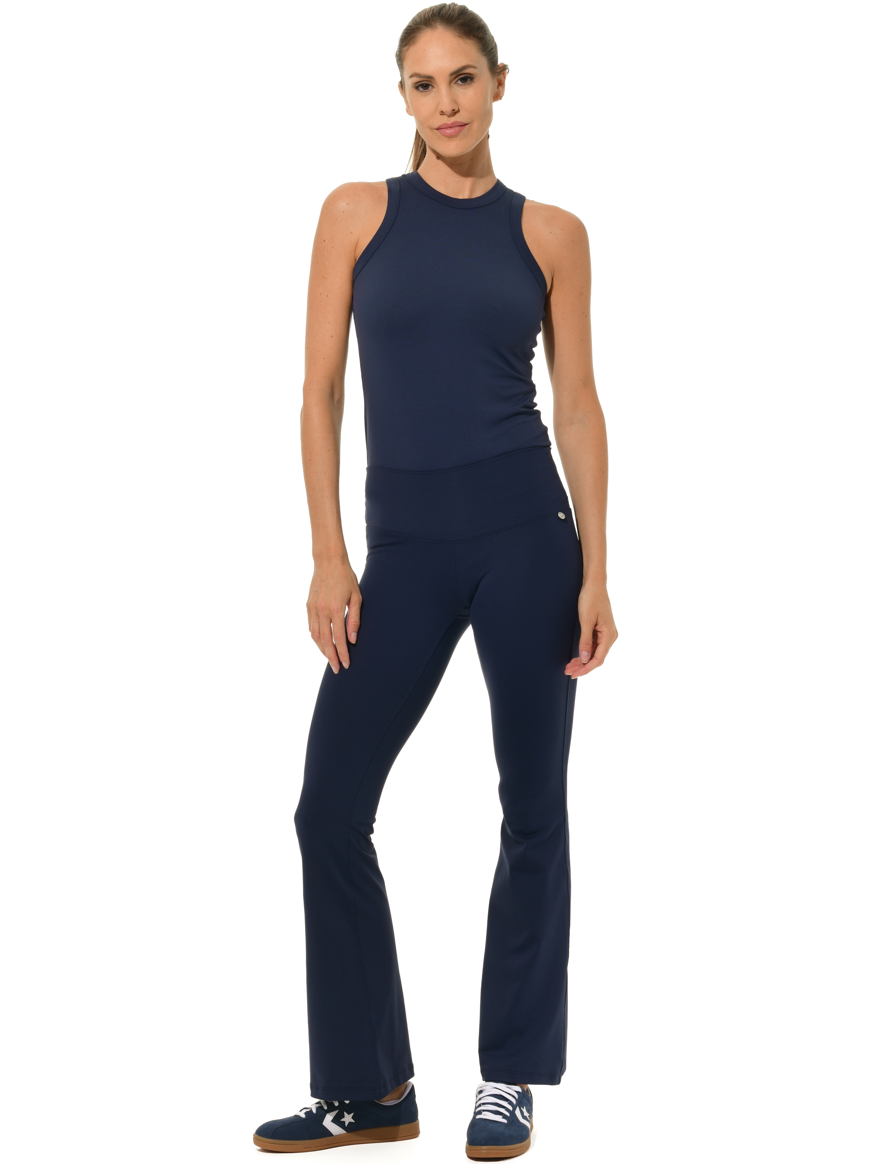 Jersey Flared Yoga Pants navy