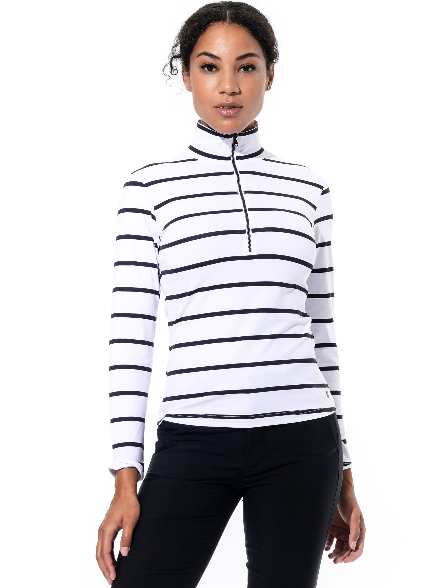 Sailor print zip longsleeve black/white 