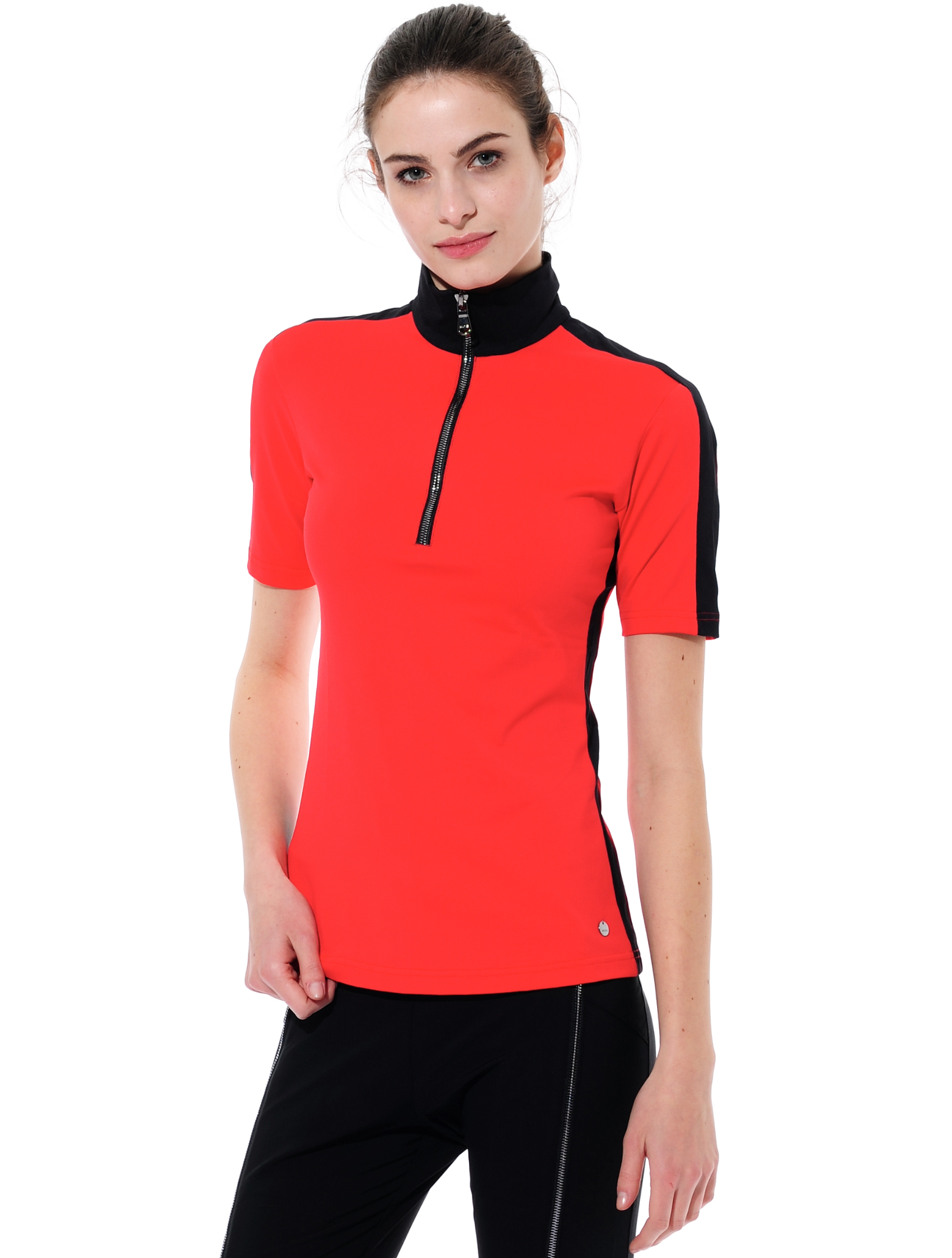 Meryl Zip Golf Poloshirt red/black