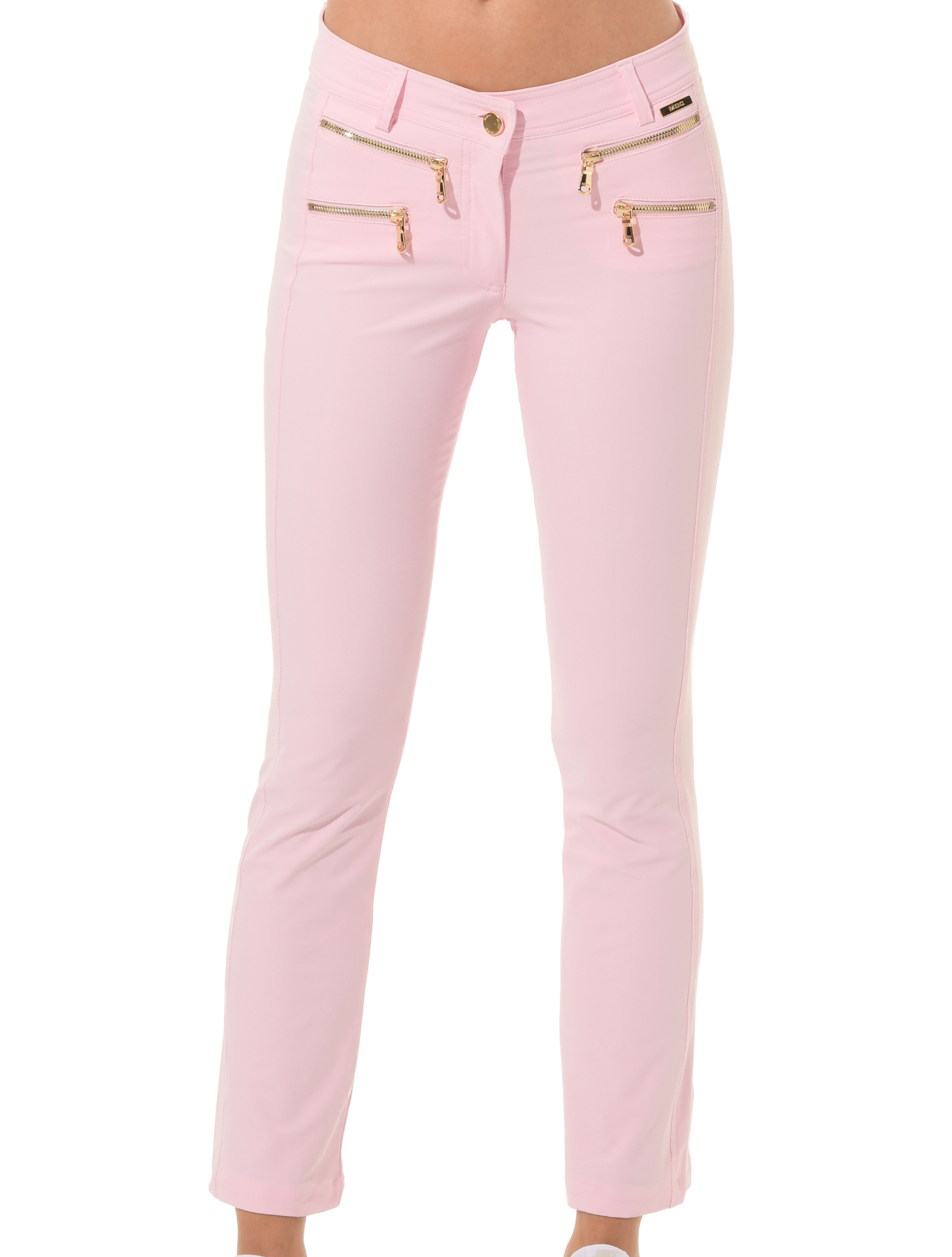 4way Stretch Double Zip Flared Ankle Pants macaron
