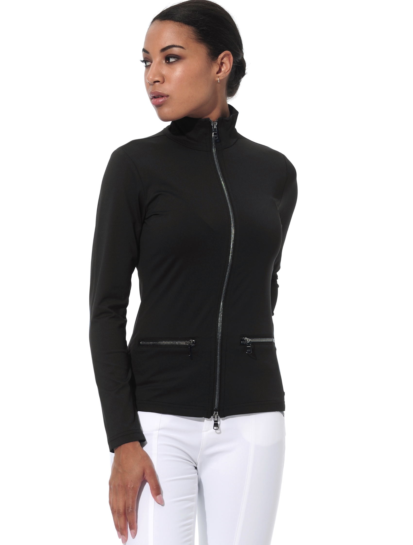 Jersey full zip midlayer black 