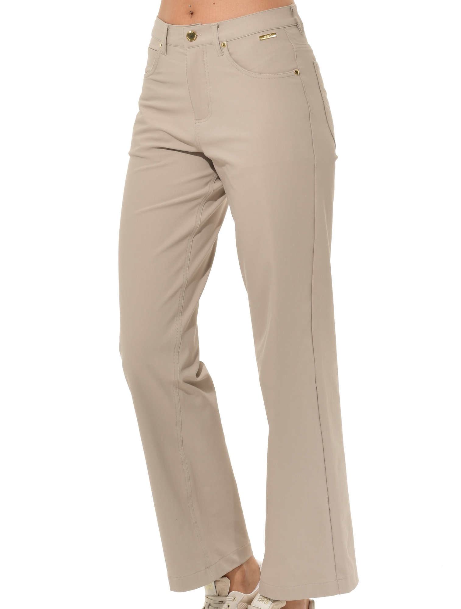 Bi-Stretch Gabardine Wide Leg Pants light taupe