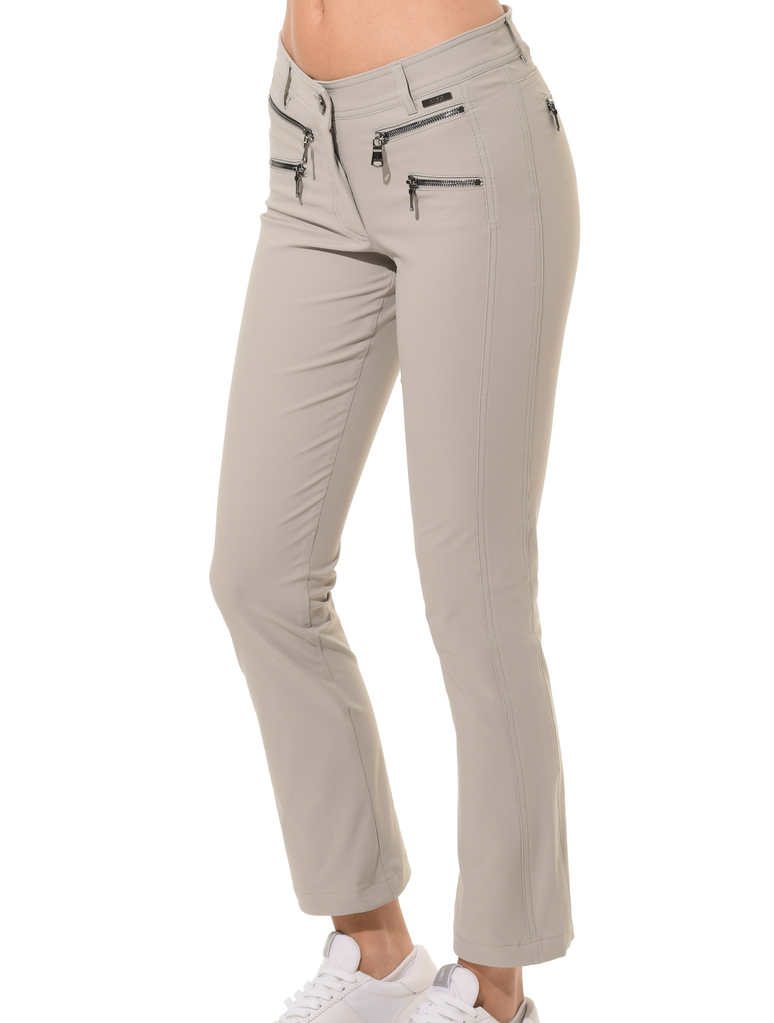 4way Stretch Double Zip Flared Ankle Pants sage grey
