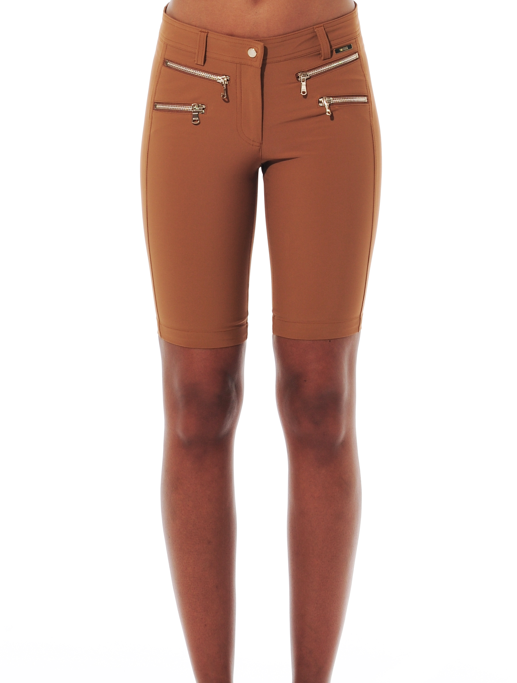 4way stretch double zip shorts ocre 