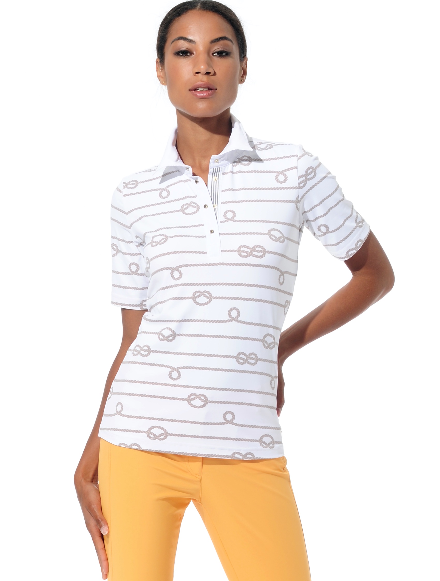 Rope print polo shirt taupe 