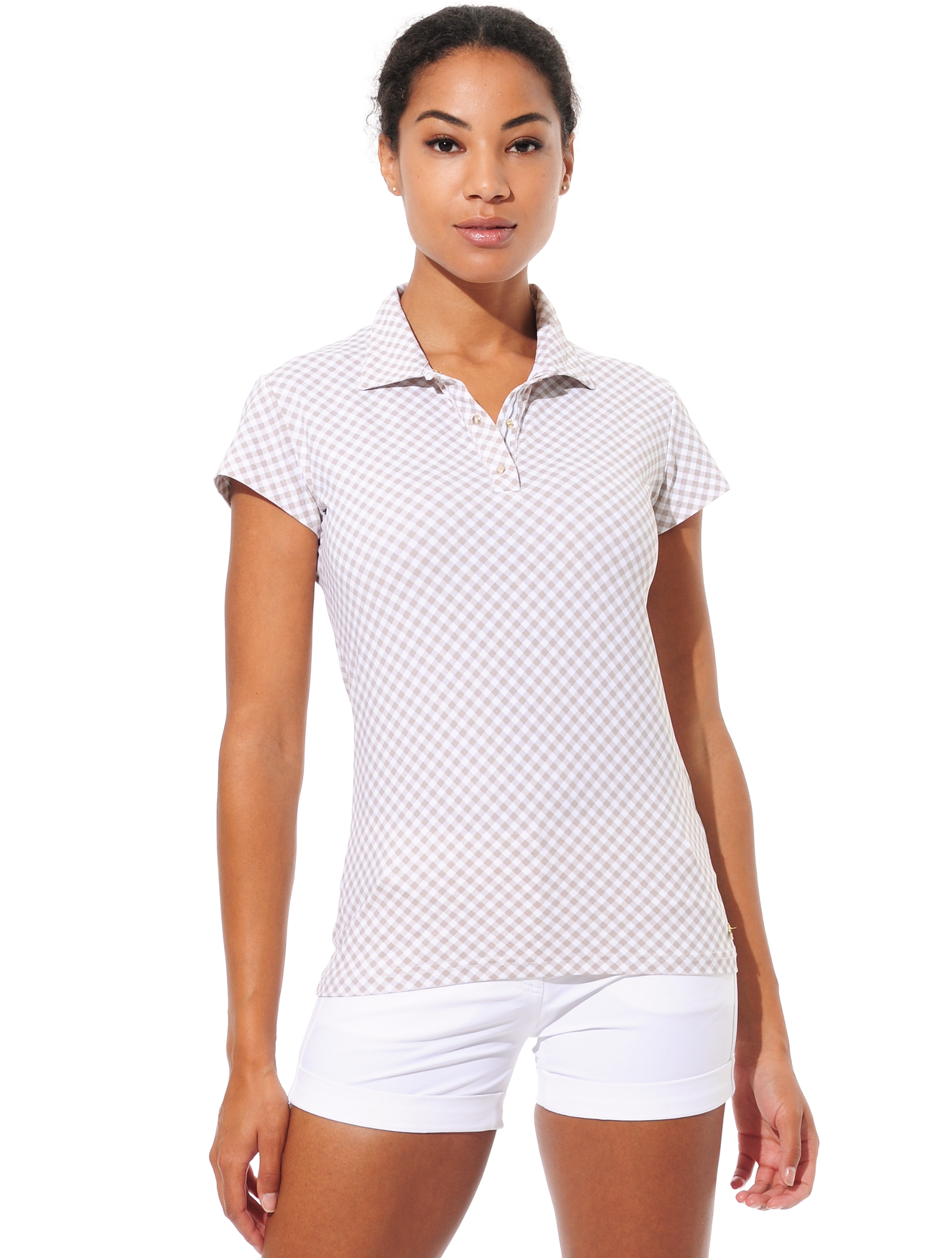 Vichy Print Polo light taupe