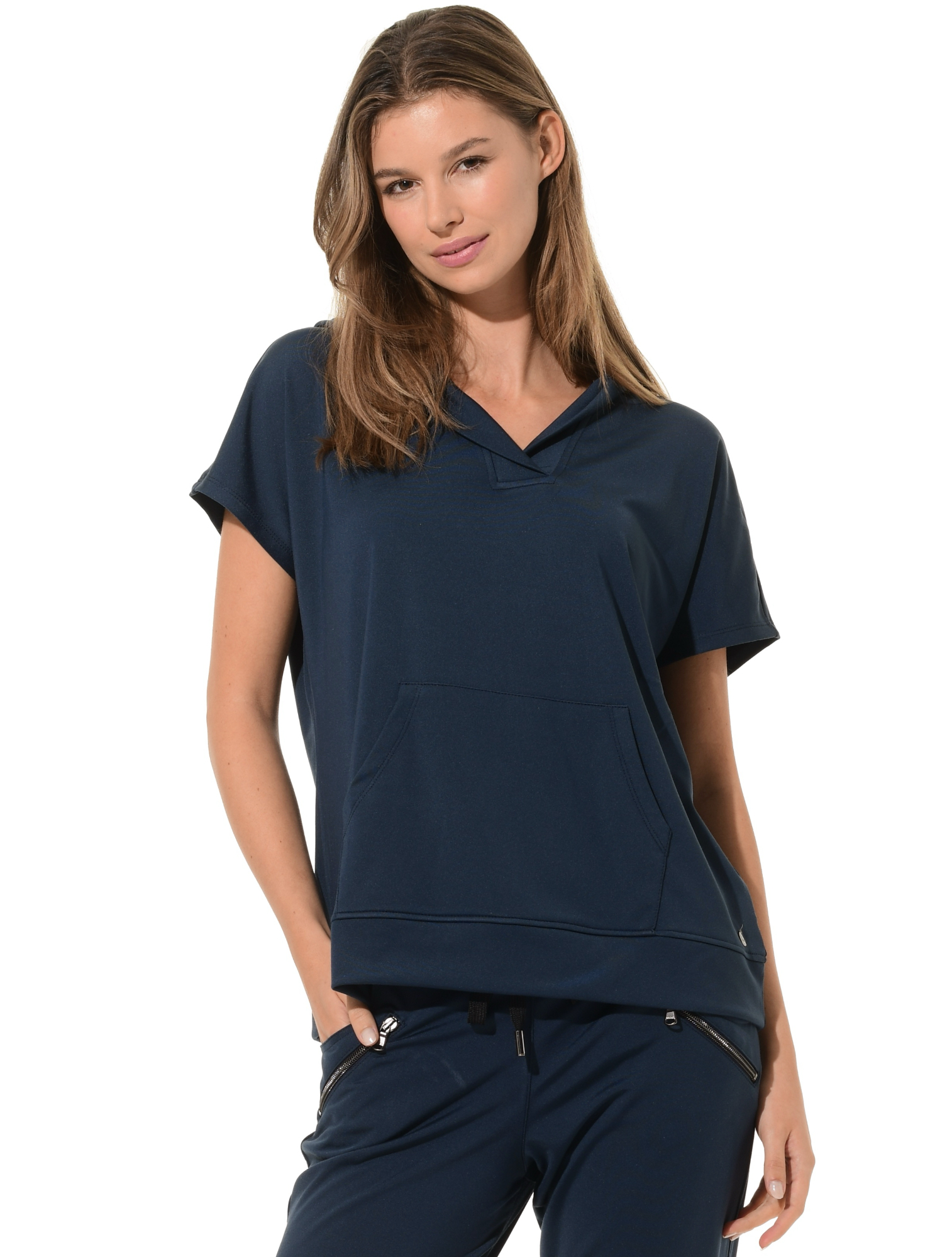Softex Short Sleeve Hoodie navy