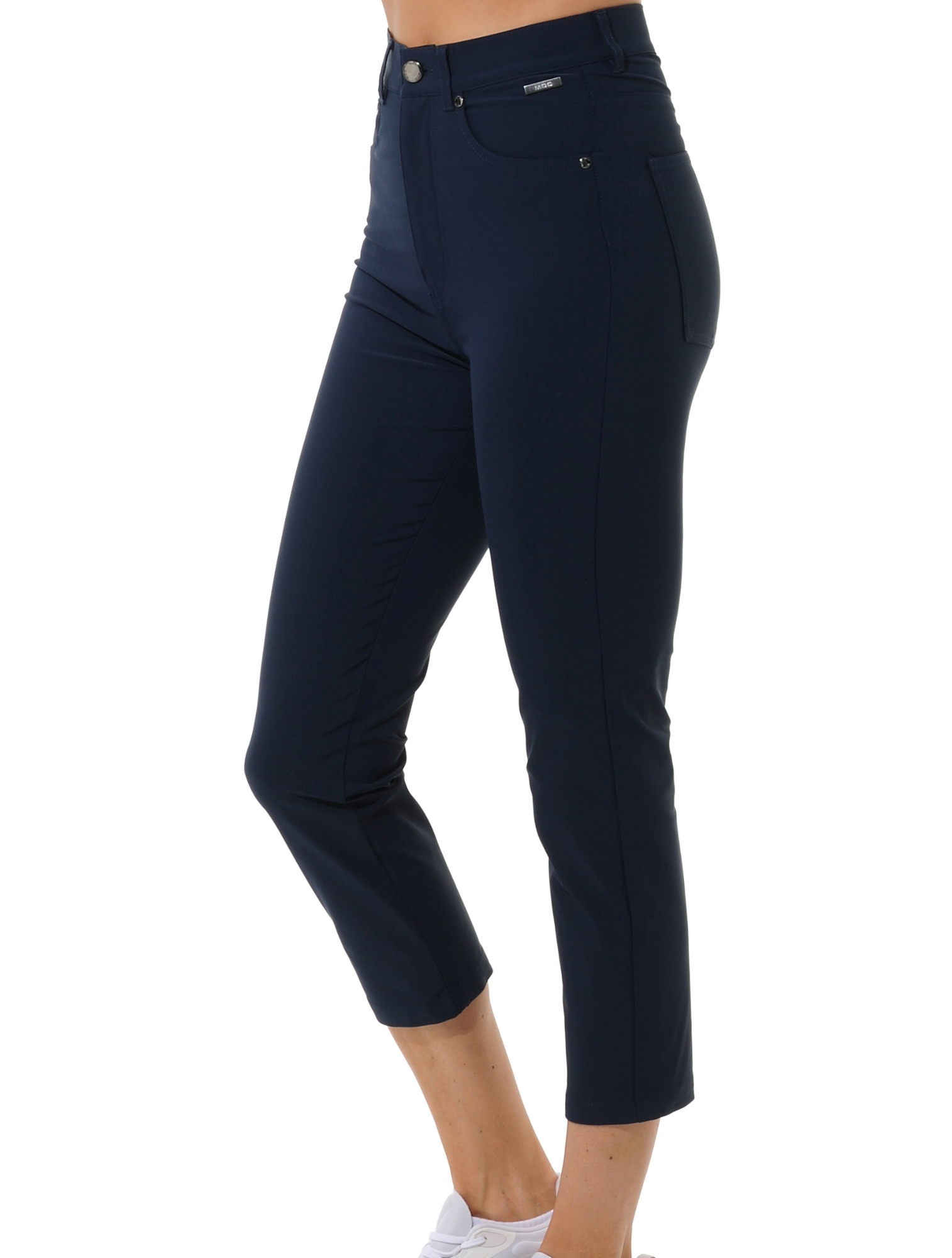 4way stretch high waist cropped pants navy 