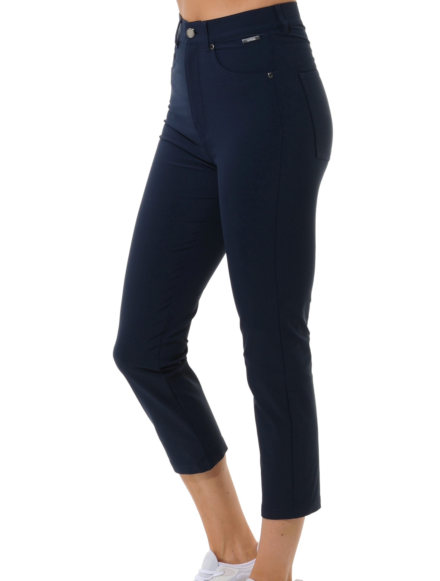 4way Stretch High Waist Cropped Pants navy