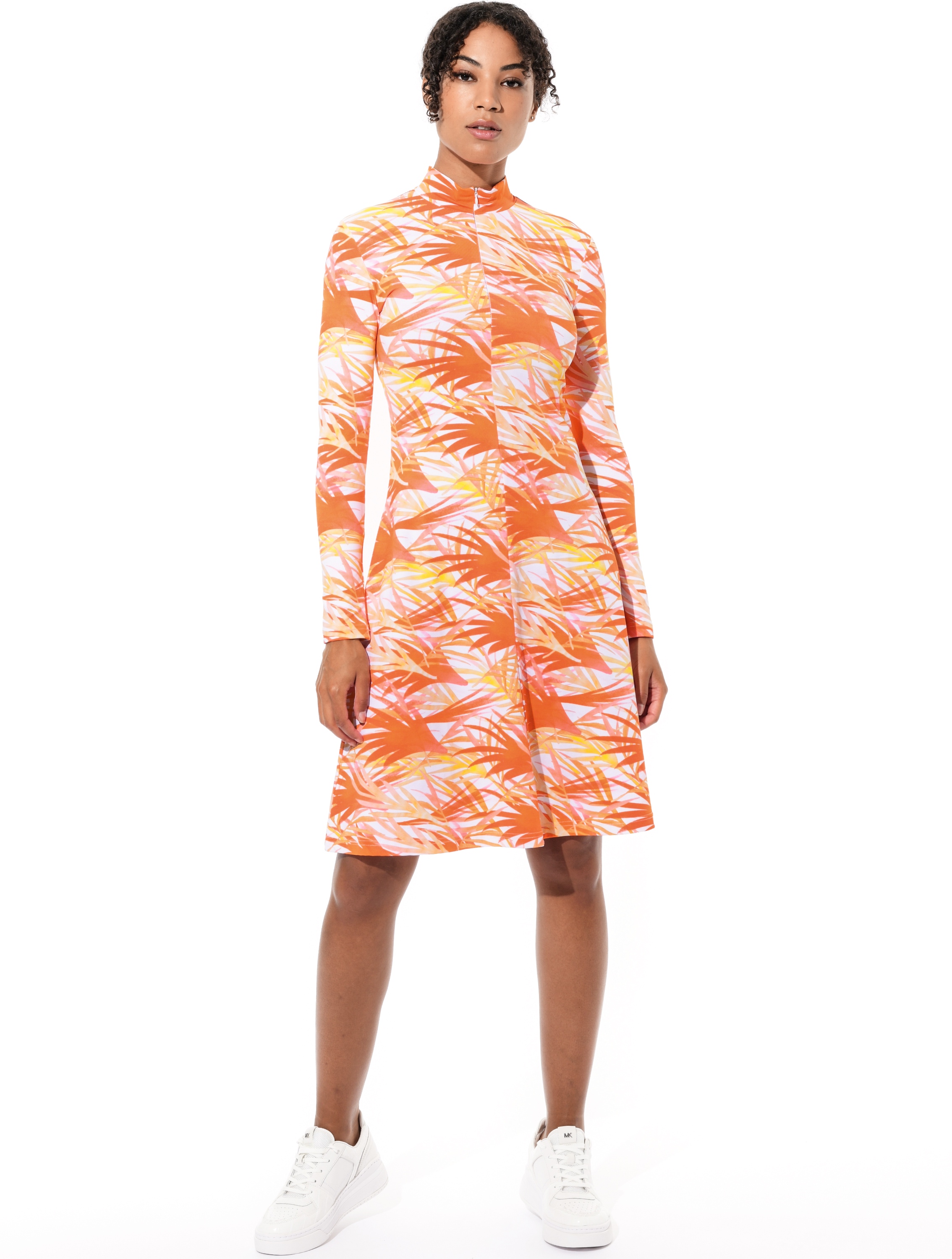 Watercolor print dress papaya 