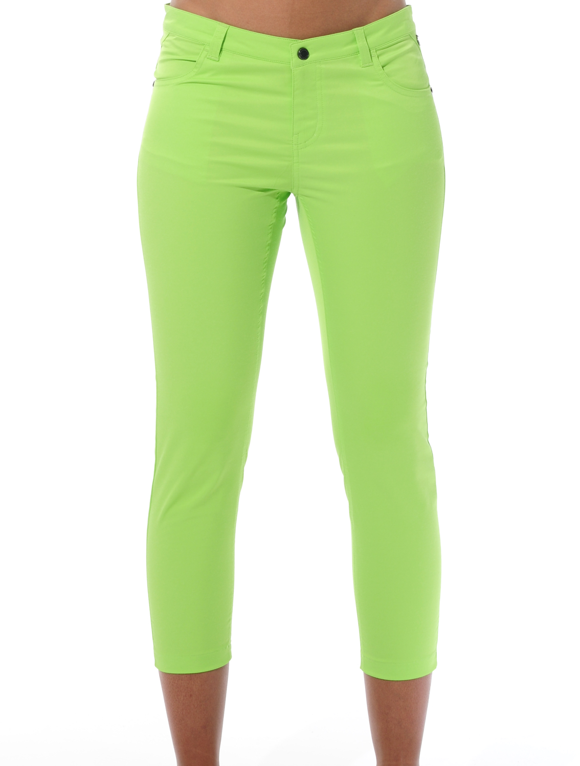 Shiny Stretch Cropped 5pockets flash green