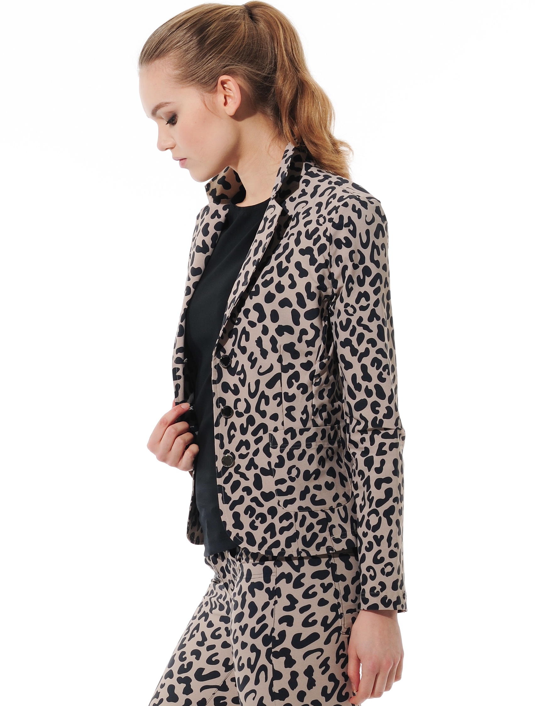 Jaguar print blazer taupe/black 