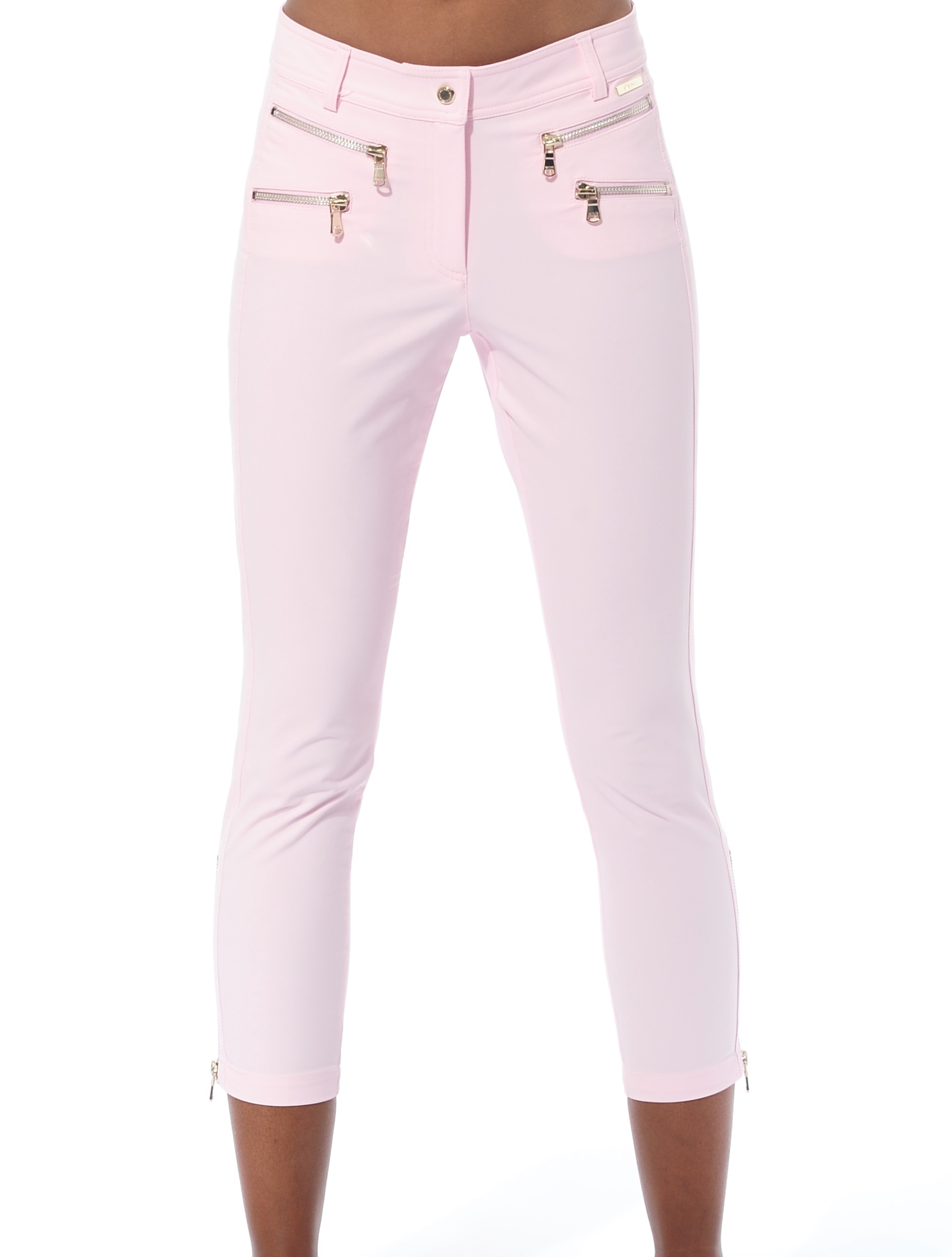 4way stretch double zip cropped pants macaron 