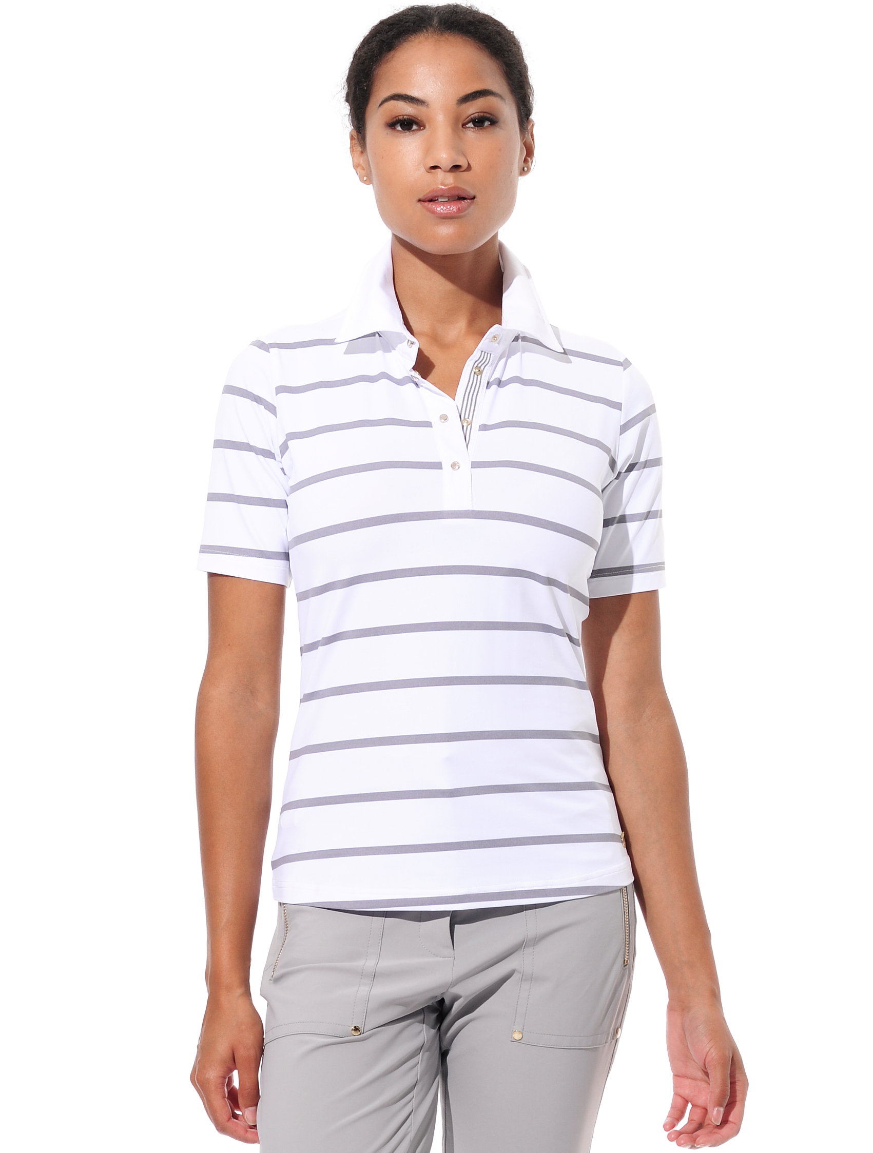 Sailor print polo shirt grey 