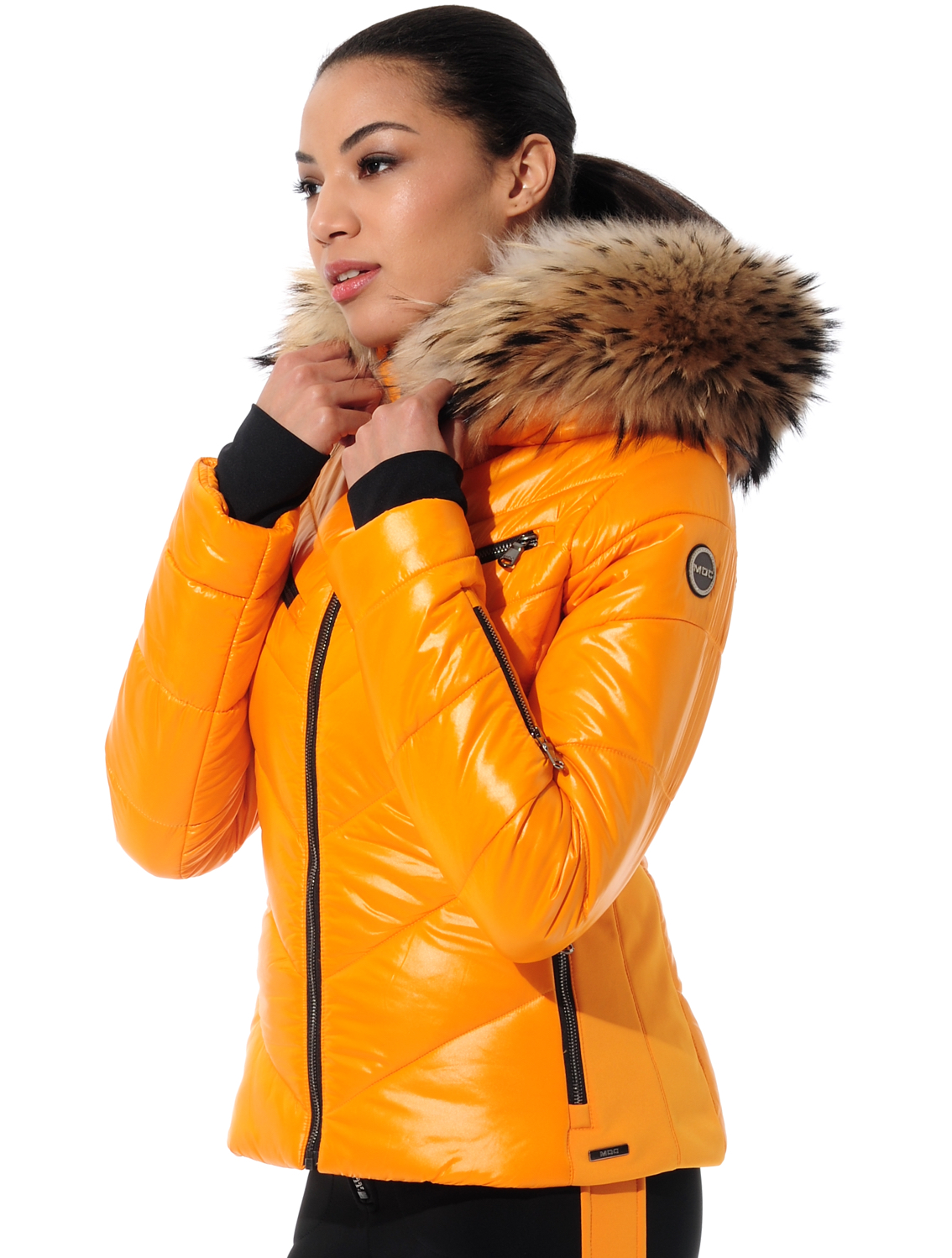 shiny ski jacket with 4way stretch side panels autumn 