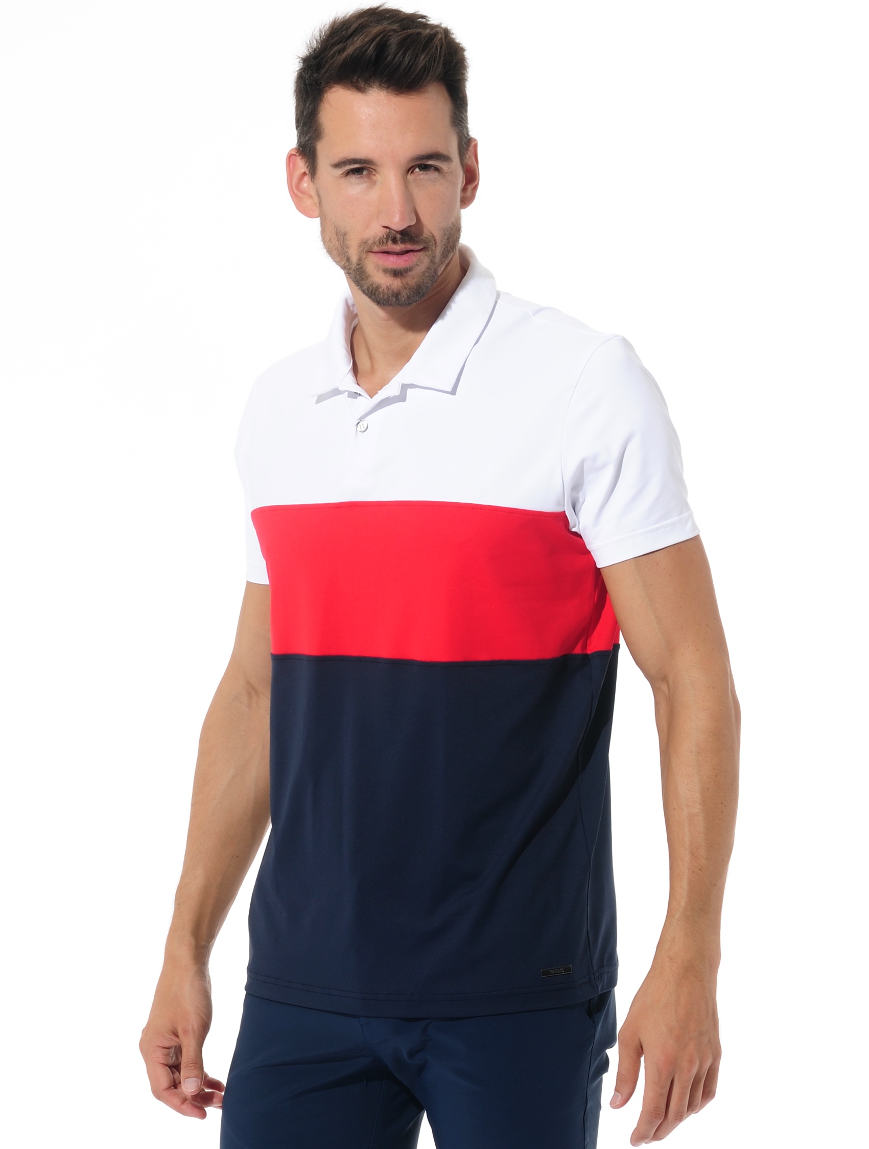 golf polo shirt navy/red/white 