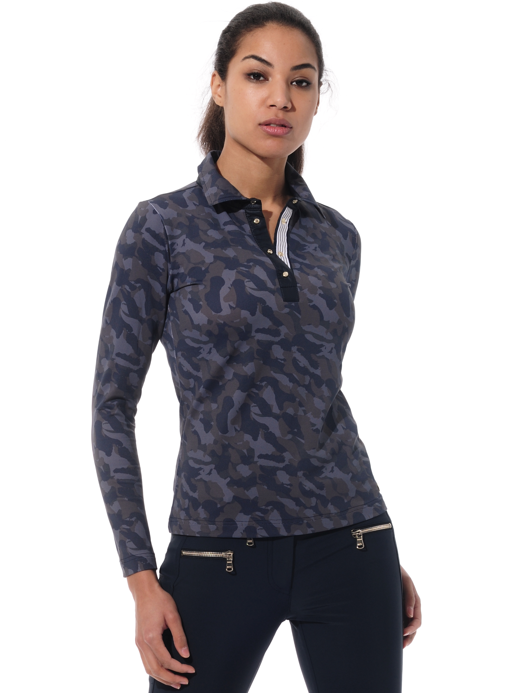 Camouflage Print Polo night blue