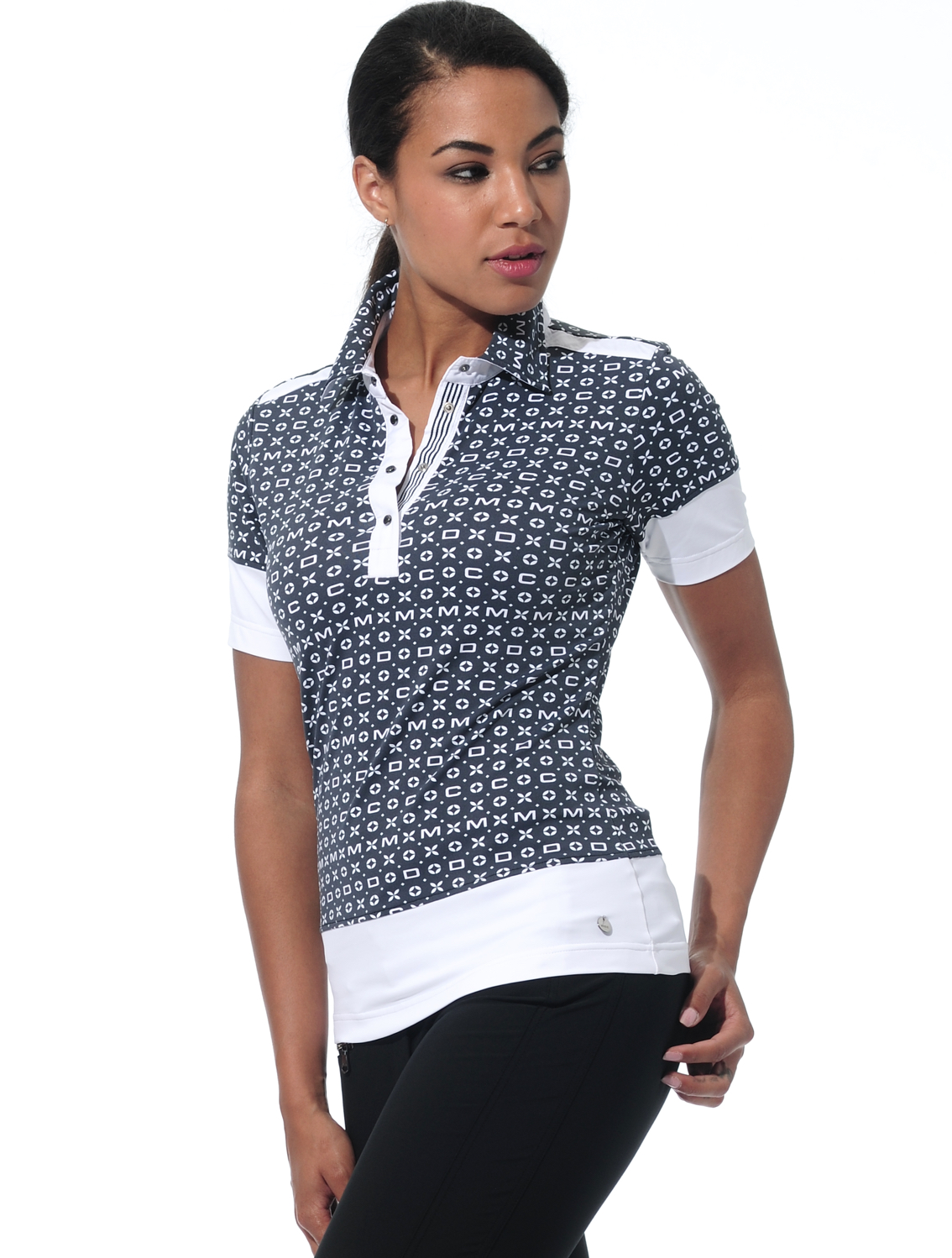 Classic print polo shirt black/white 