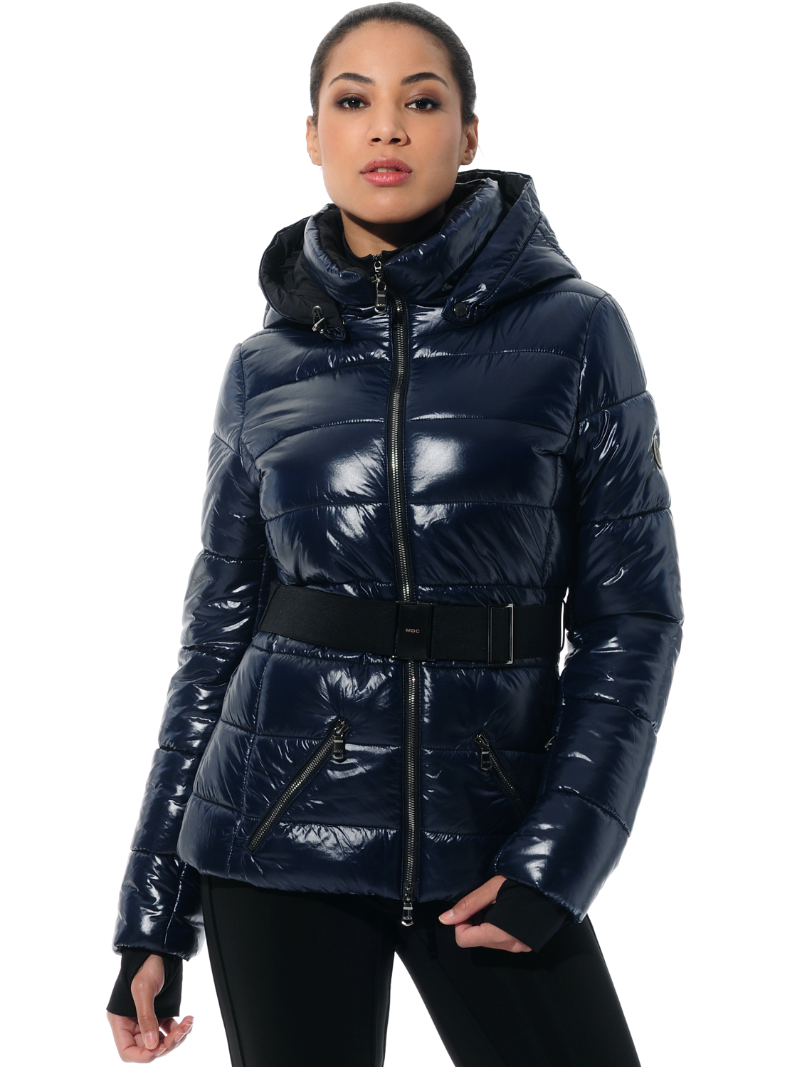 shiny ski jacket navy 