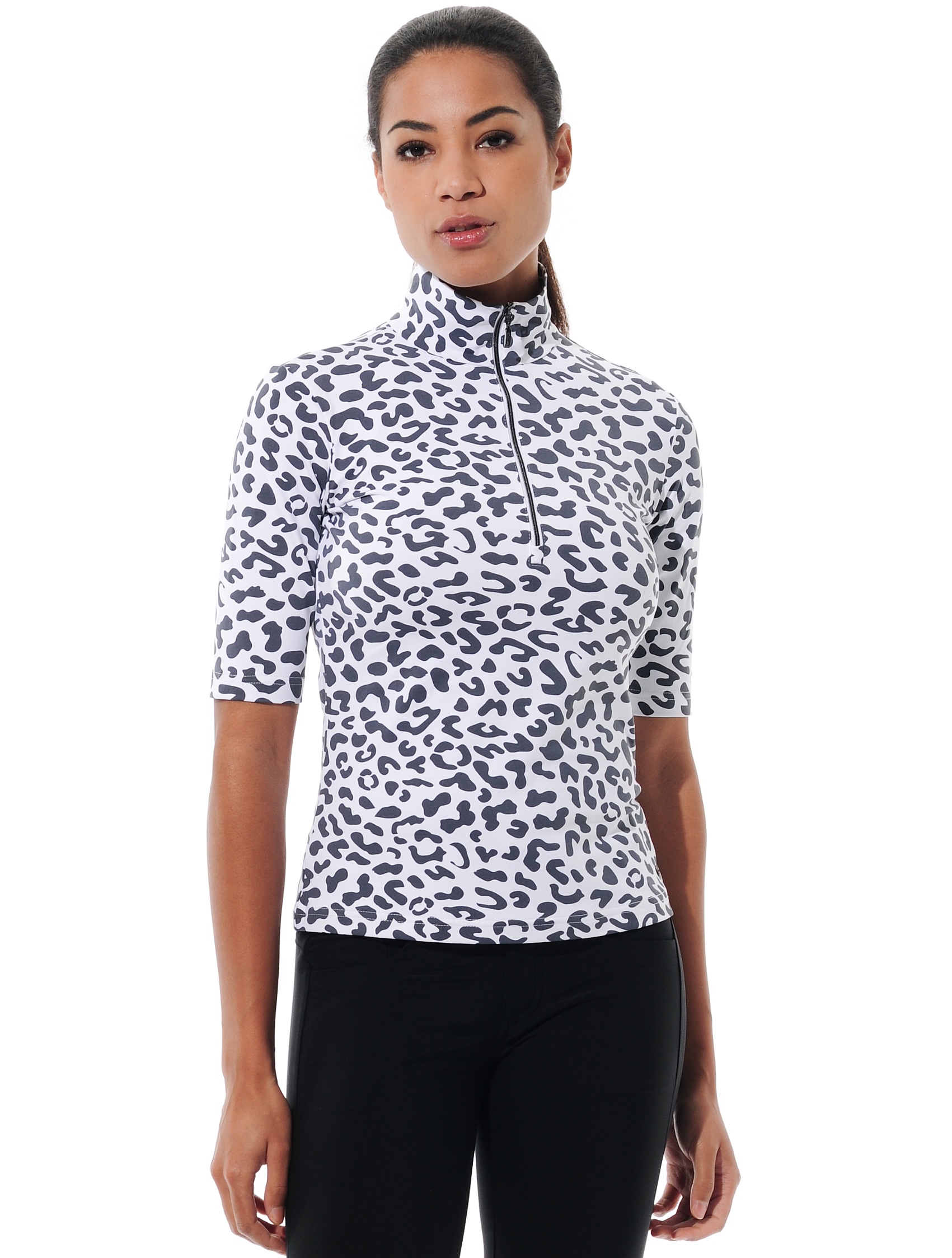 Jaguar print polo shirt black/white 