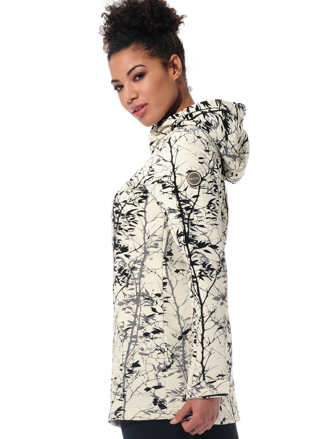 Shape Stretch Print Long Jacket ivory