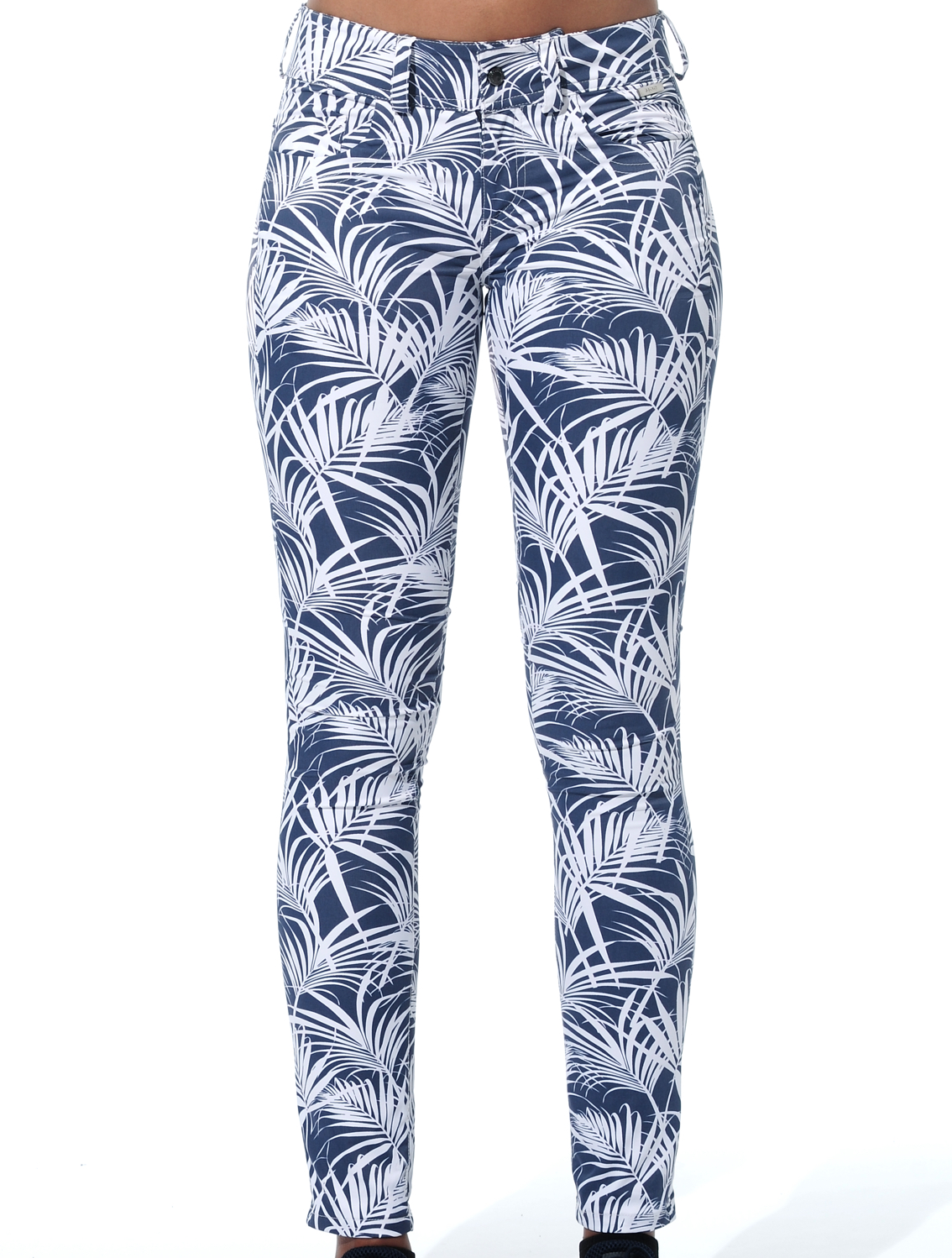 4way Stretch Print Skinny 5pockets navy