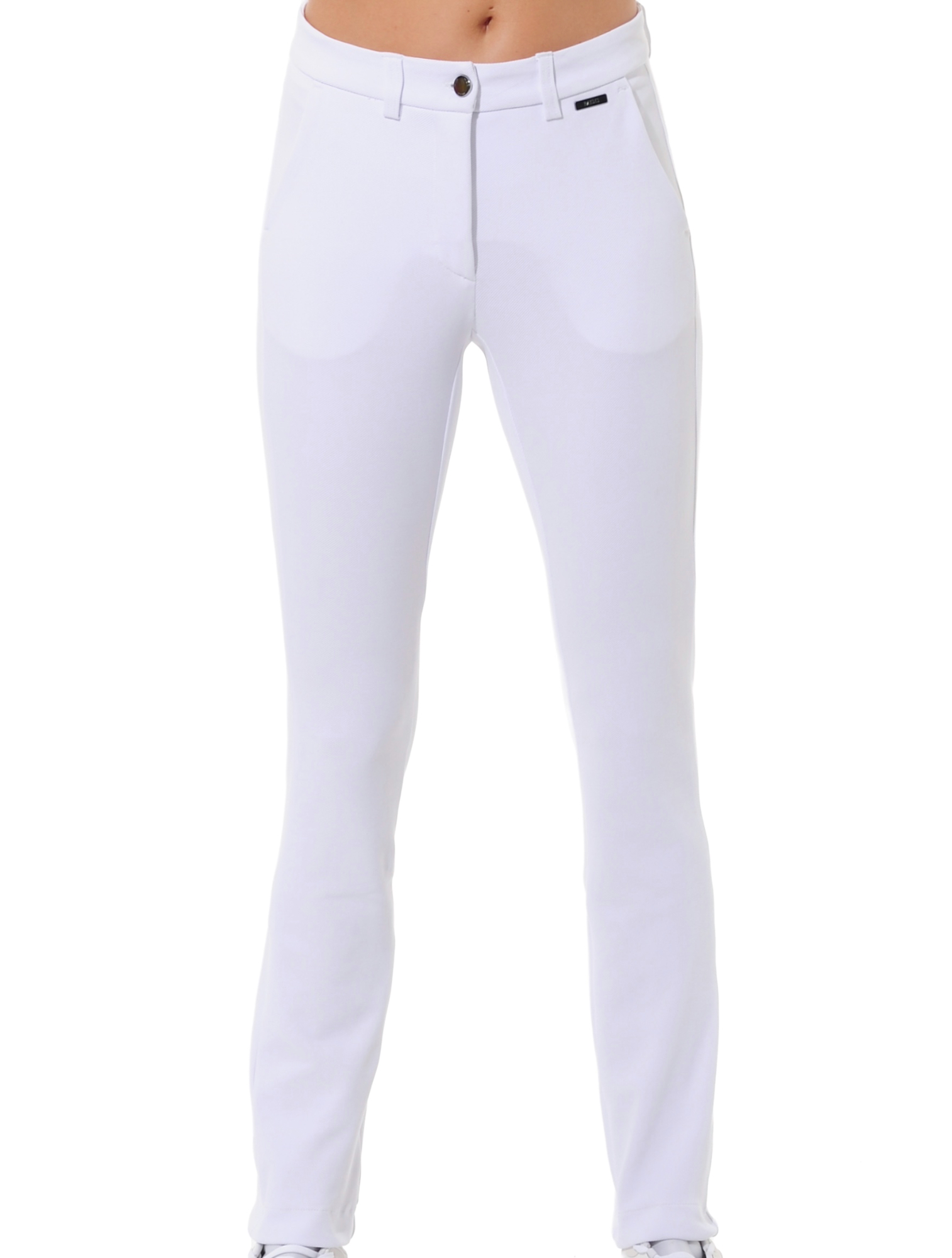 Cord stretch long chinos white