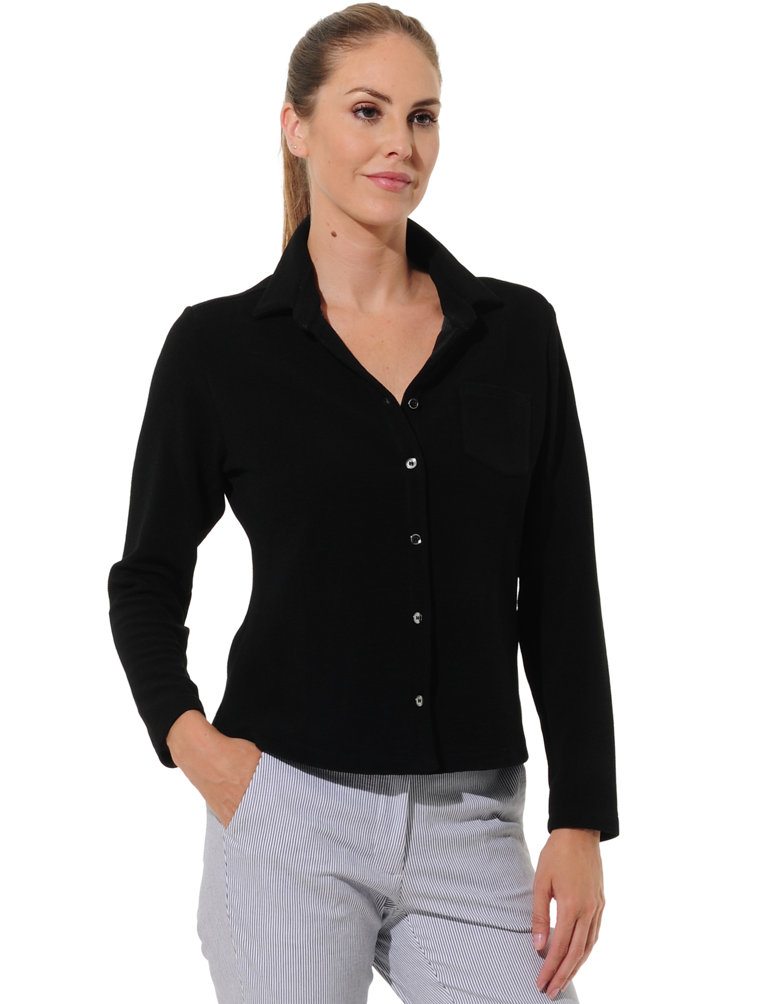 Towelling golf polo shirt black