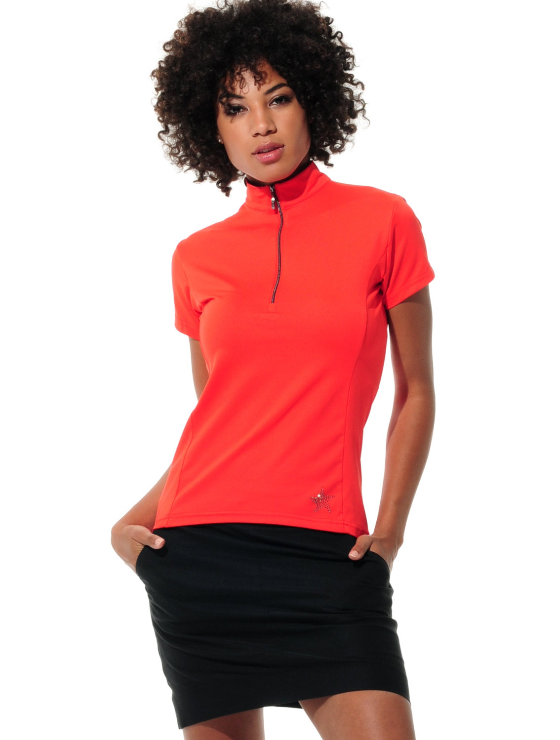 Jersey Zip Poloshirt grapefruit