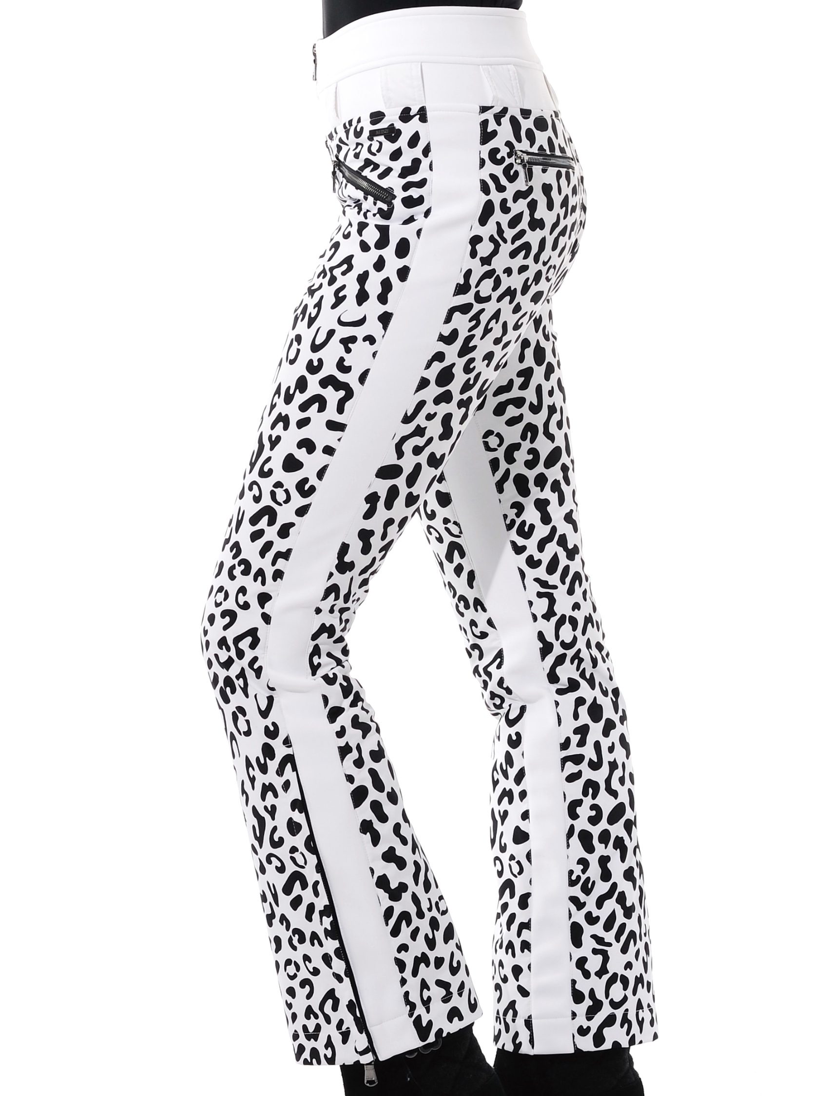 stretch print ski pants white/black 
