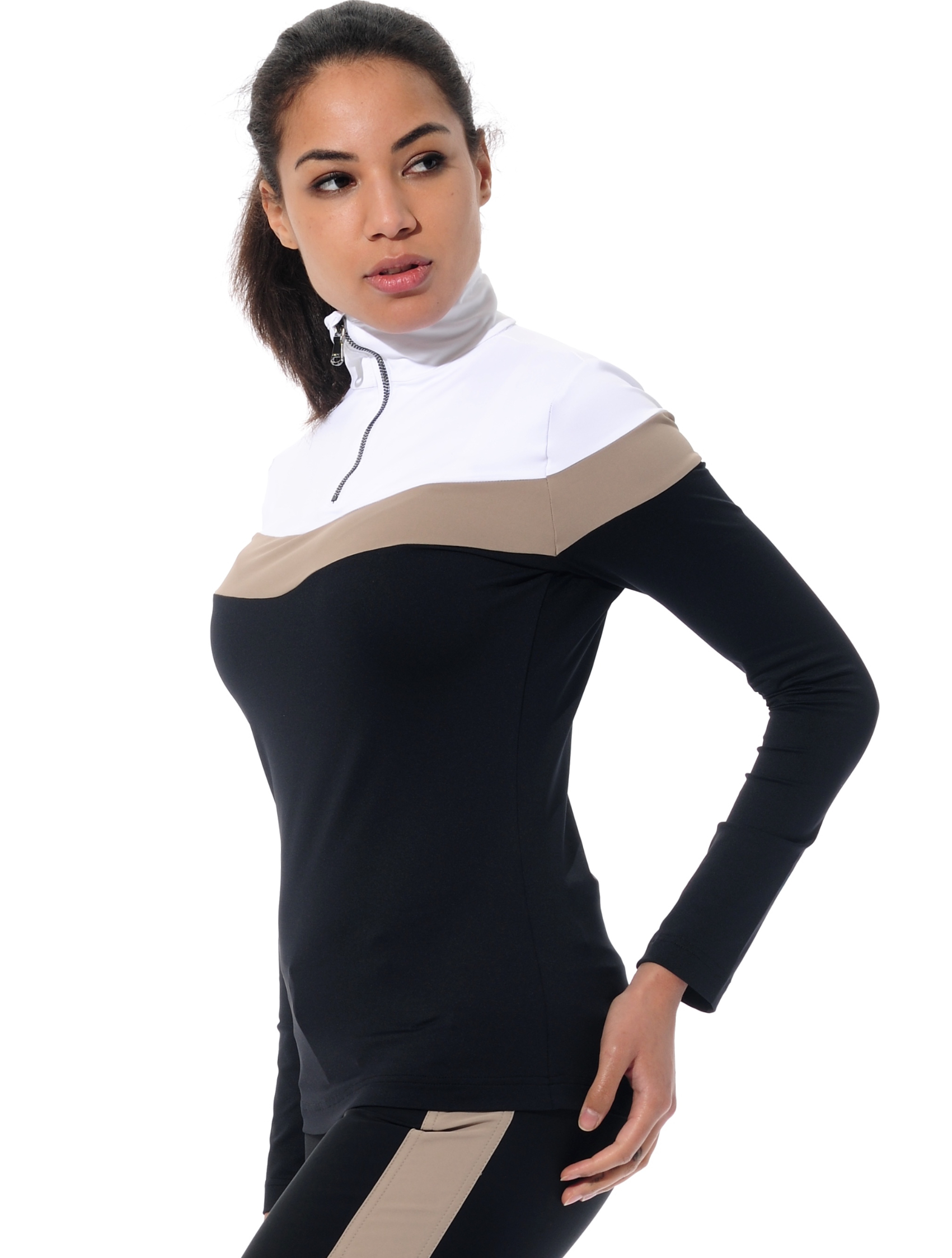 Meryl zip longsleeve black/taupe 